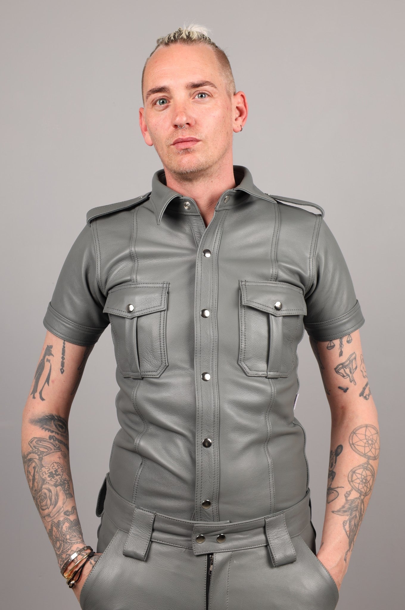 Slate Grey Leather Shirt