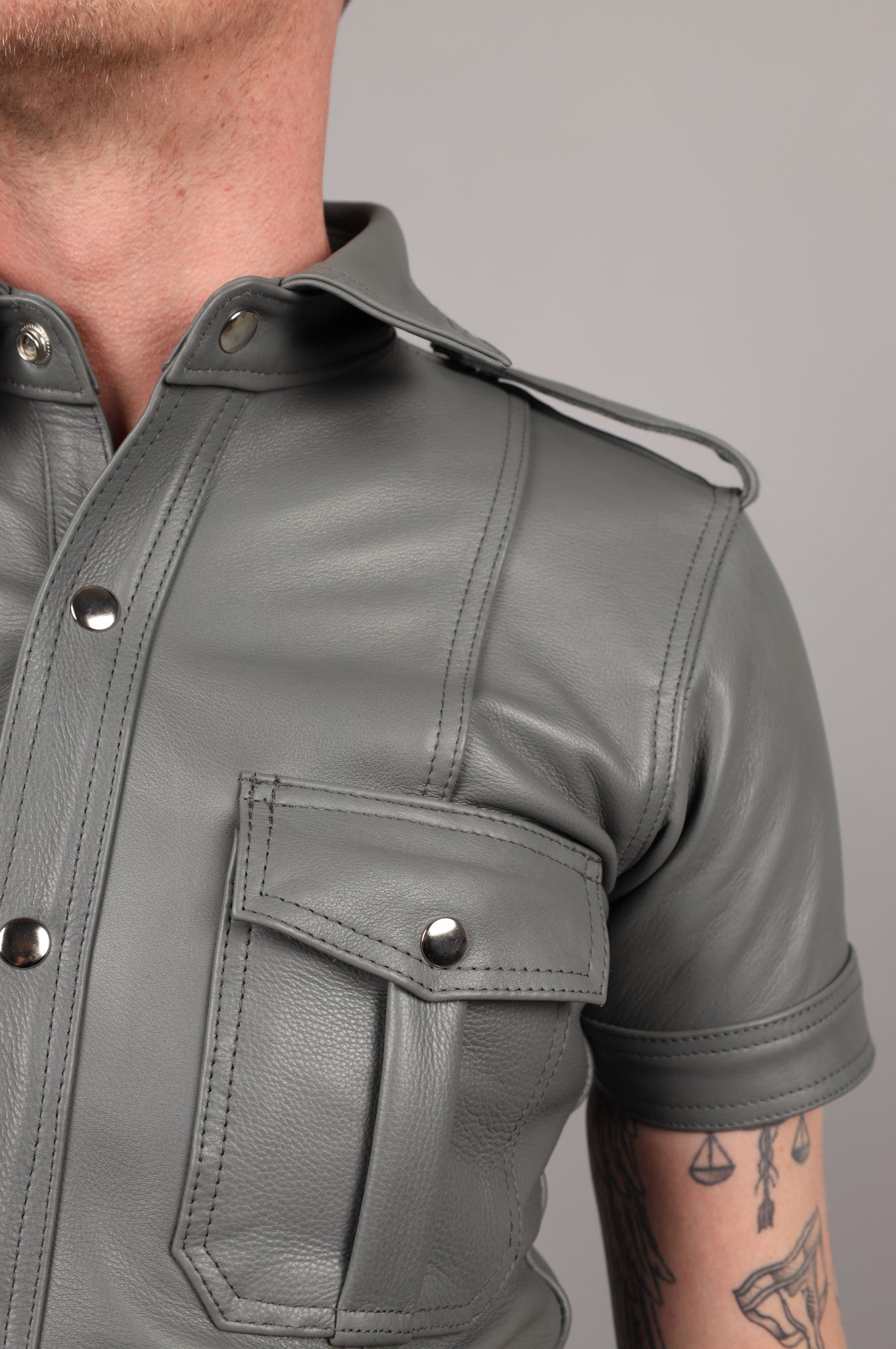 Slate Grey Leather Shirt