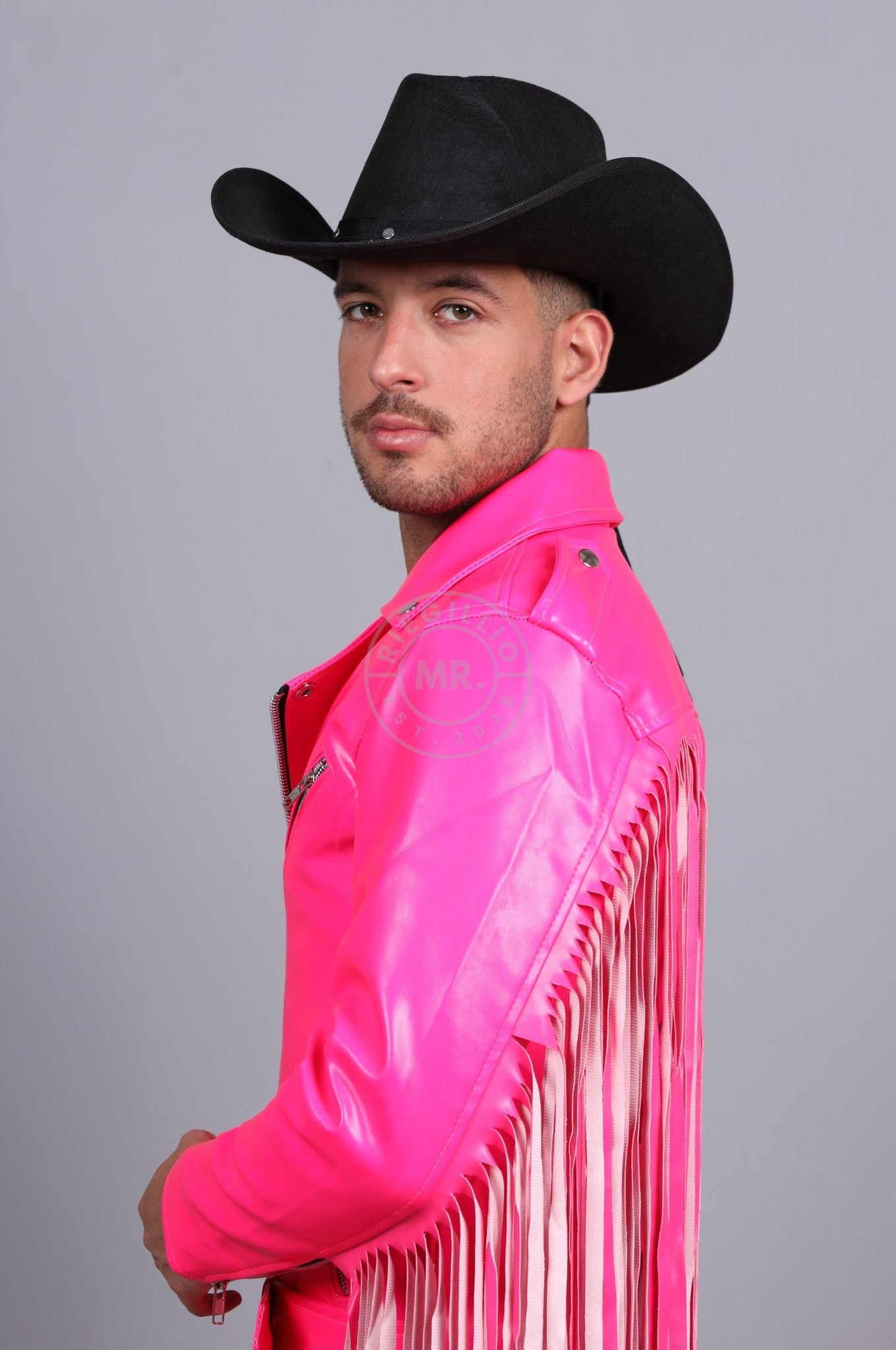 MR. Fringe Biker Jacket - Neon Pink at MR. Riegillio