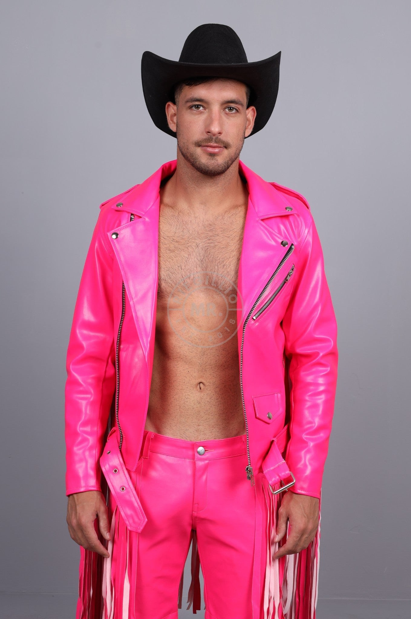 MR. Fringe Biker Jacket - Neon Pink at MR. Riegillio