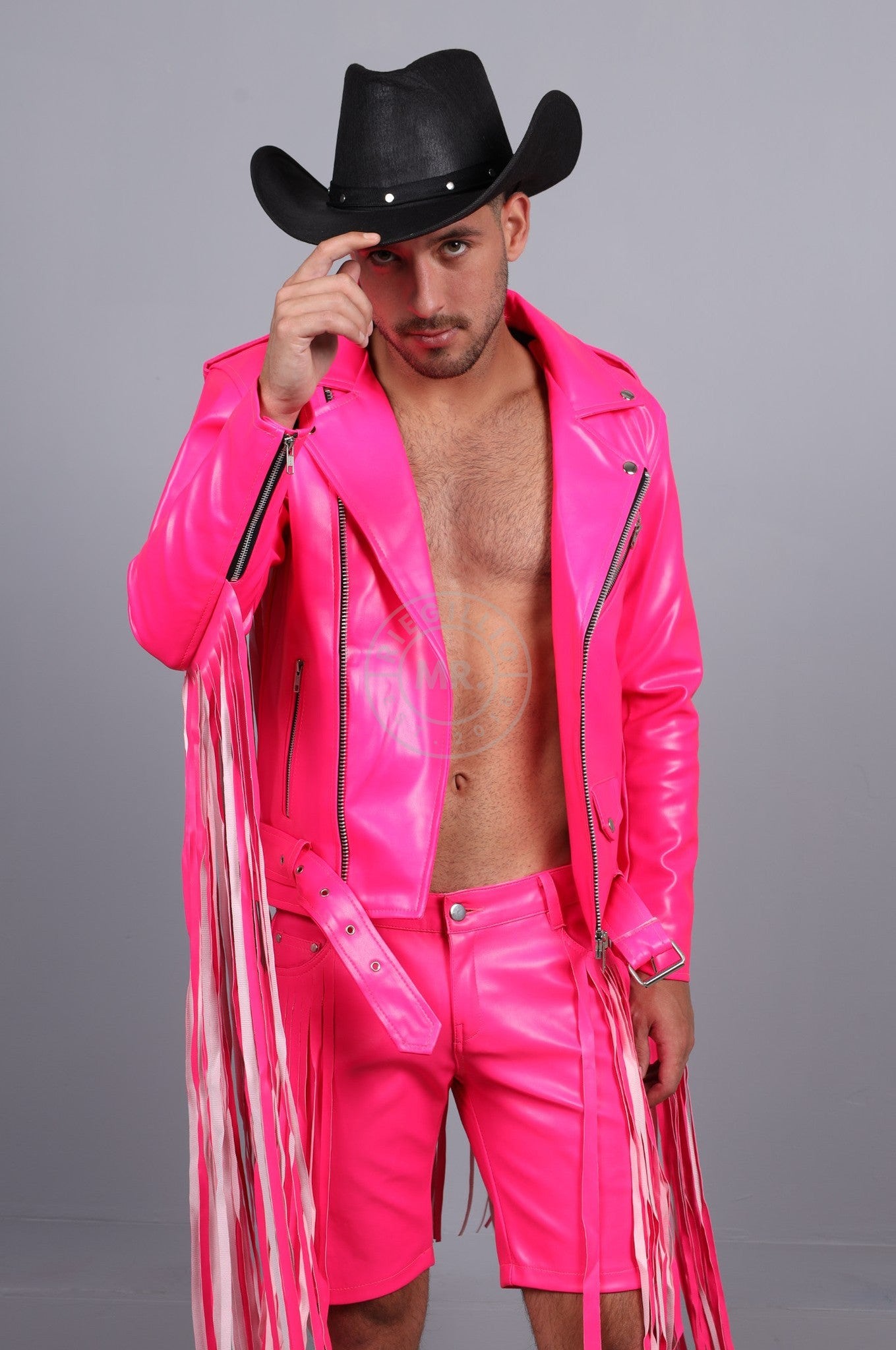 MR. Fringe Biker Jacket - Neon Pink at MR. Riegillio