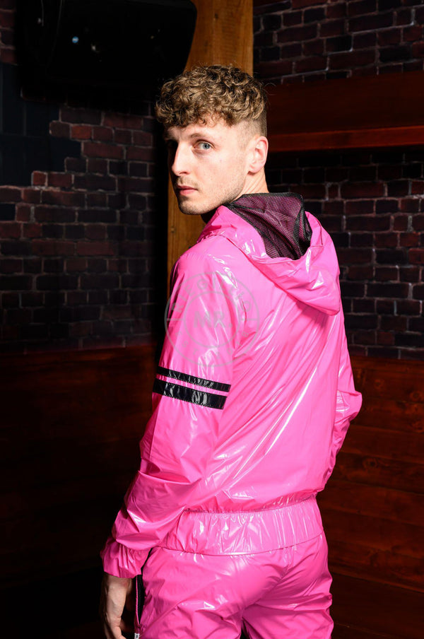 Shiny Nylon Tracksuit Jacket - Pink at MR. Riegillio