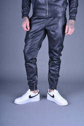 Black Leather Tracksuit Pants by MR. Riegillio