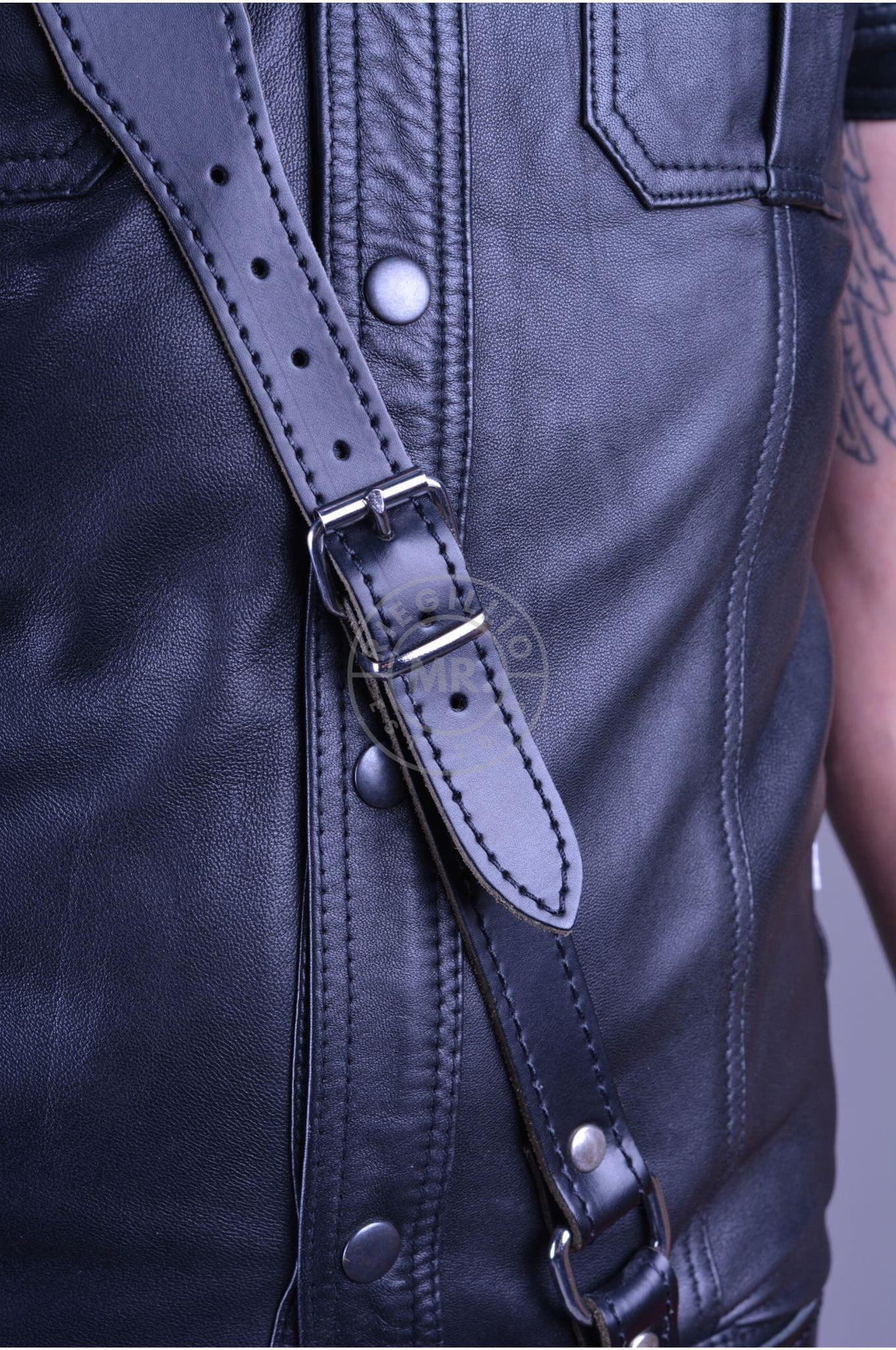 Mister B Leather Sam Browne Belt Stitched - Black at MR. Riegillio