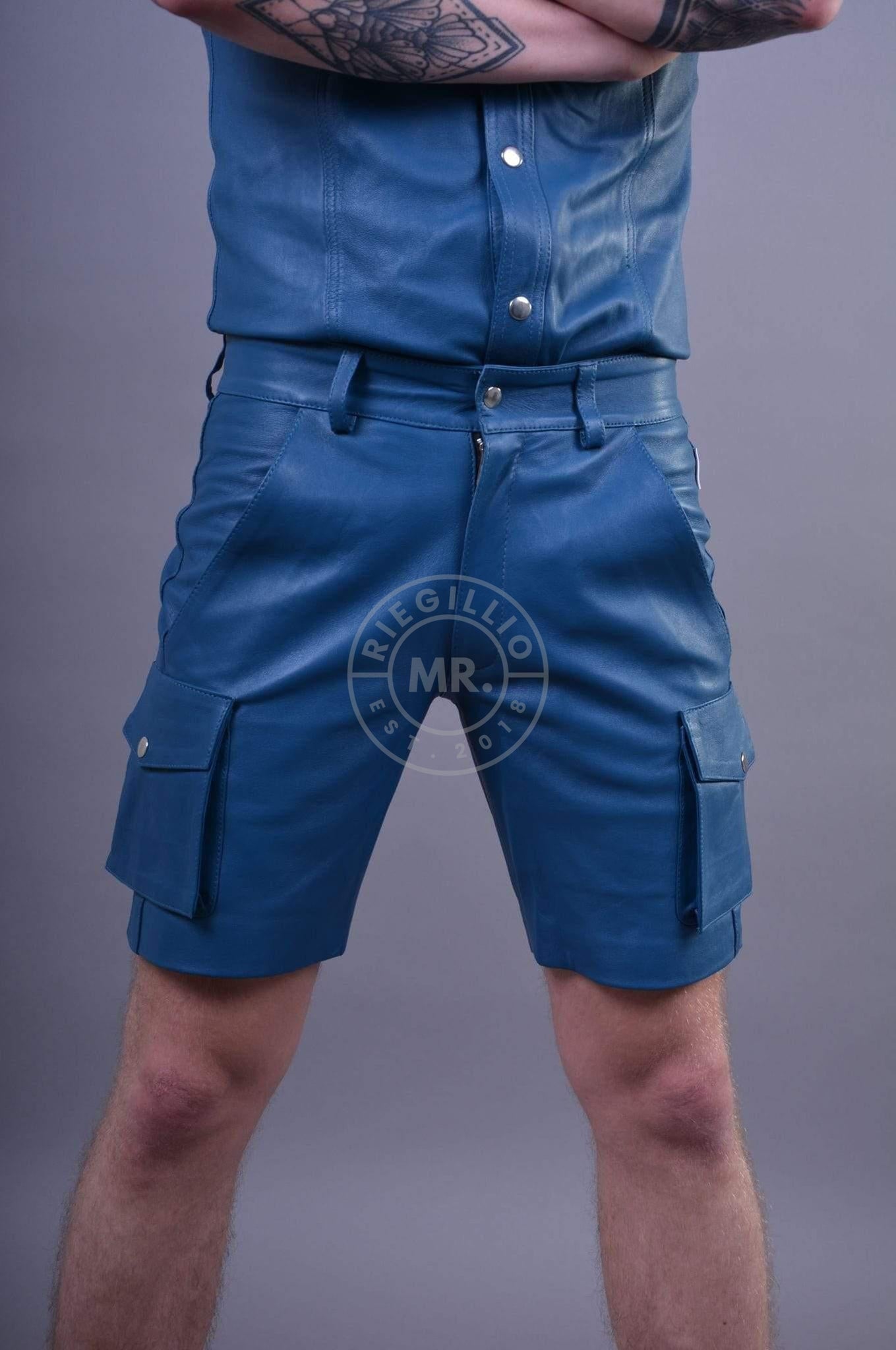 Jeans Blue Leather Cargo Short