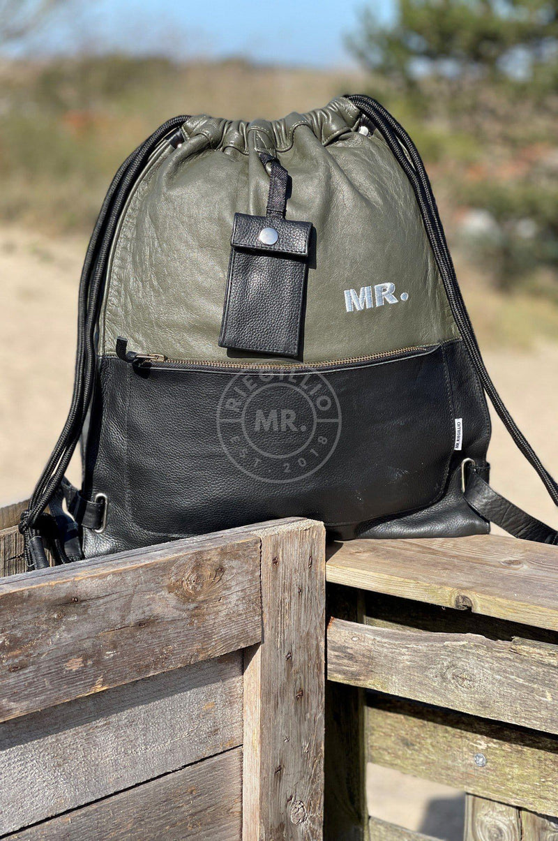 Leather Backpack Camo Green at MR. Riegillio