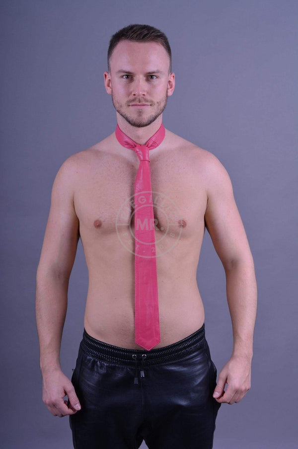 Pink Leather Tie at MR. Riegillio