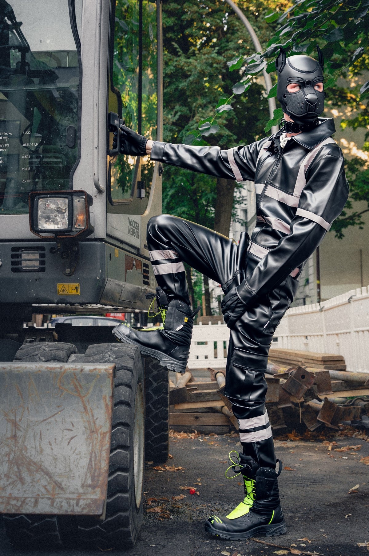 Black Vegan Leather Workers Overall - BOB