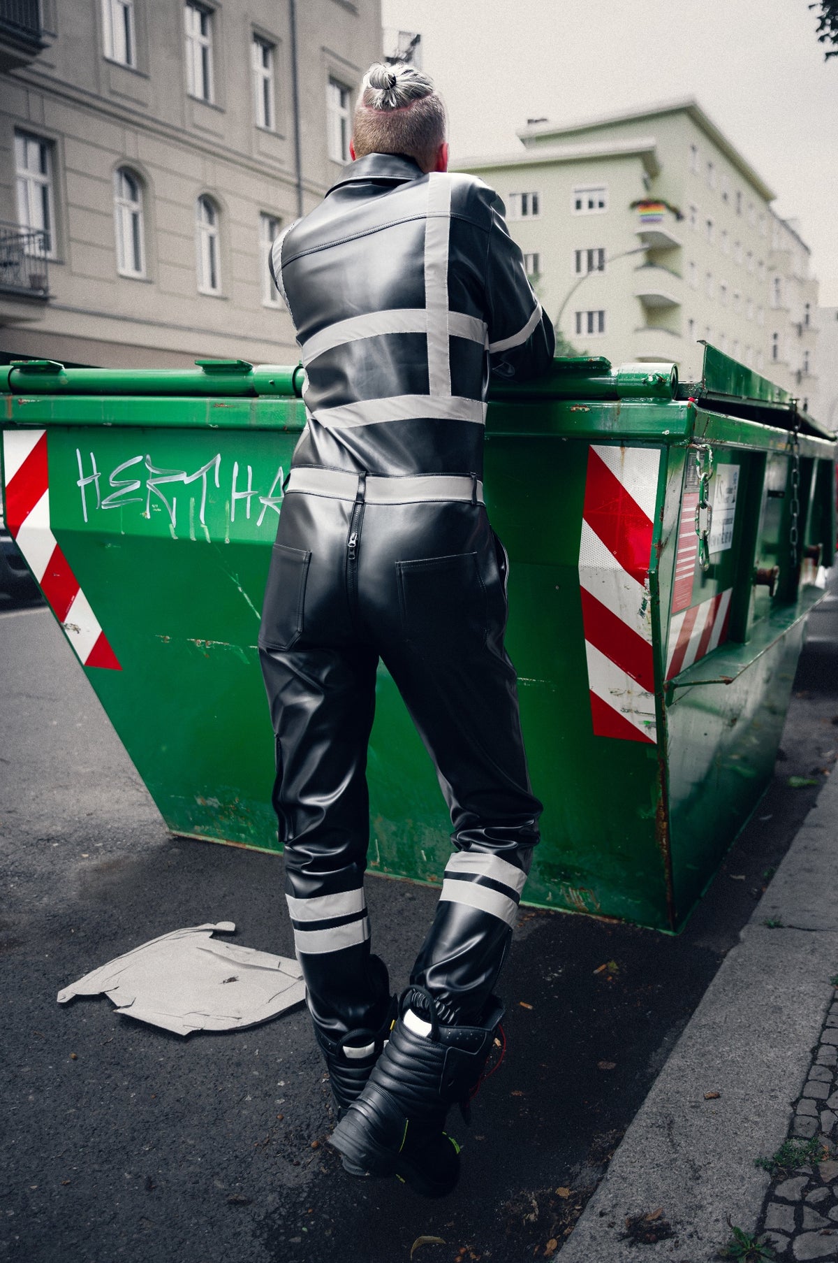 Black Vegan Leather Workers Overall - BOB