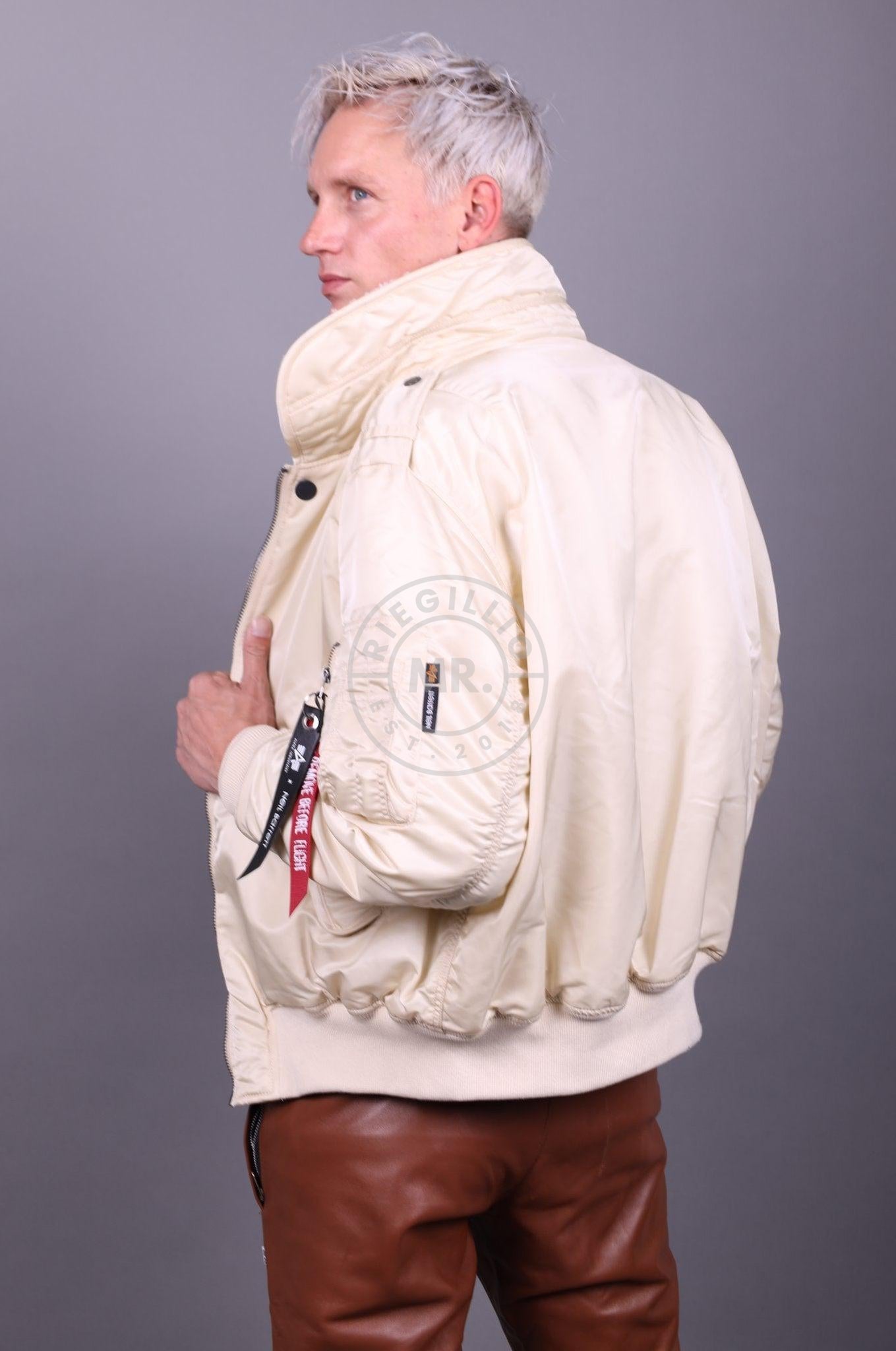 Alpha Industries Neil Barrett Hybrid Bomber Vintage White at MR. Riegillio