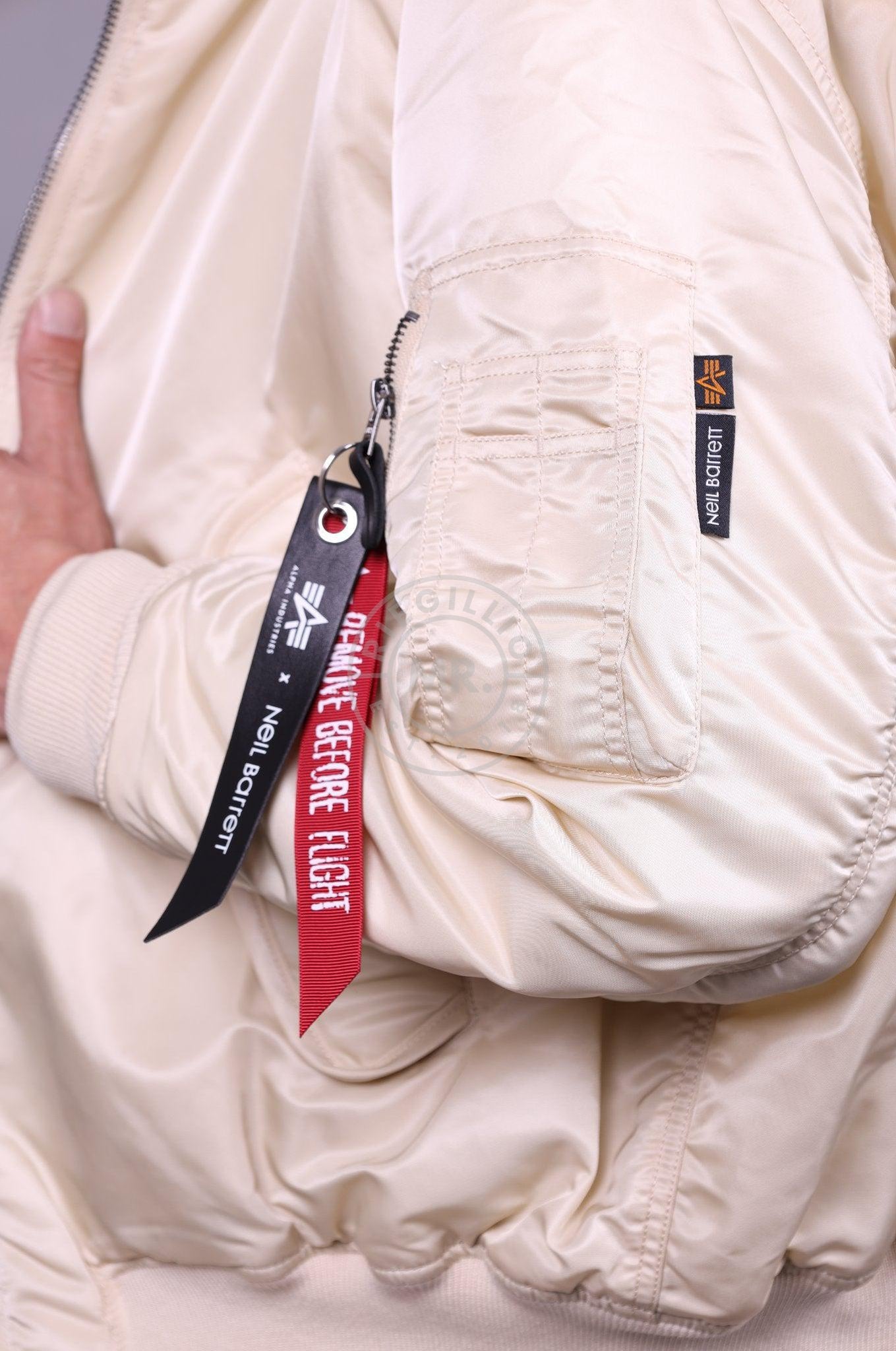 Alpha Industries Neil Barrett Hybrid Bomber Vintage White at MR. Riegillio