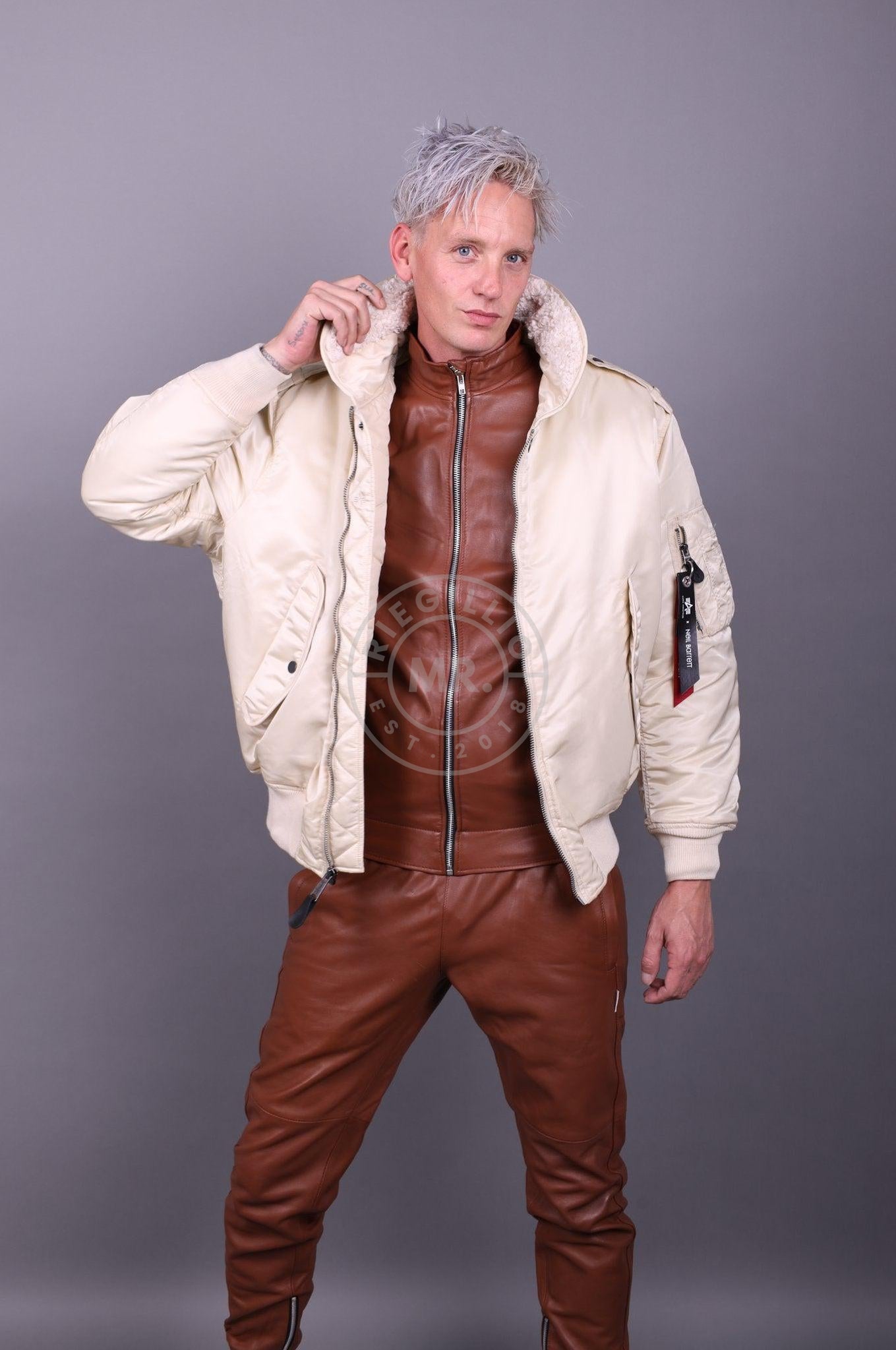 Alpha Industries Neil Barrett Hybrid Bomber Vintage White at MR. Riegillio