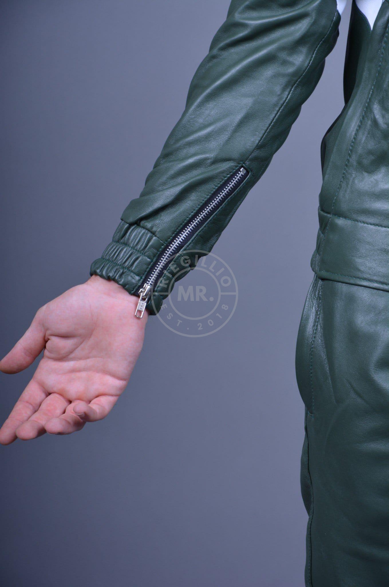 Men Casual Leather Jacket Coat (Color:Army Green Size:L)