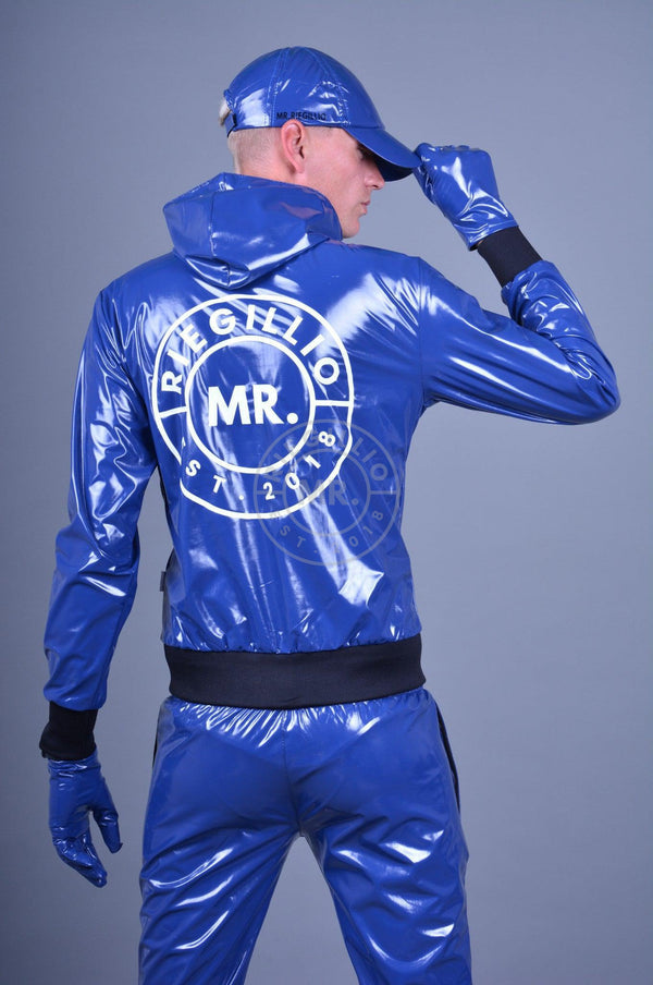 Blue PVC Tracksuit Jacket - Logo at MR. Riegillio
