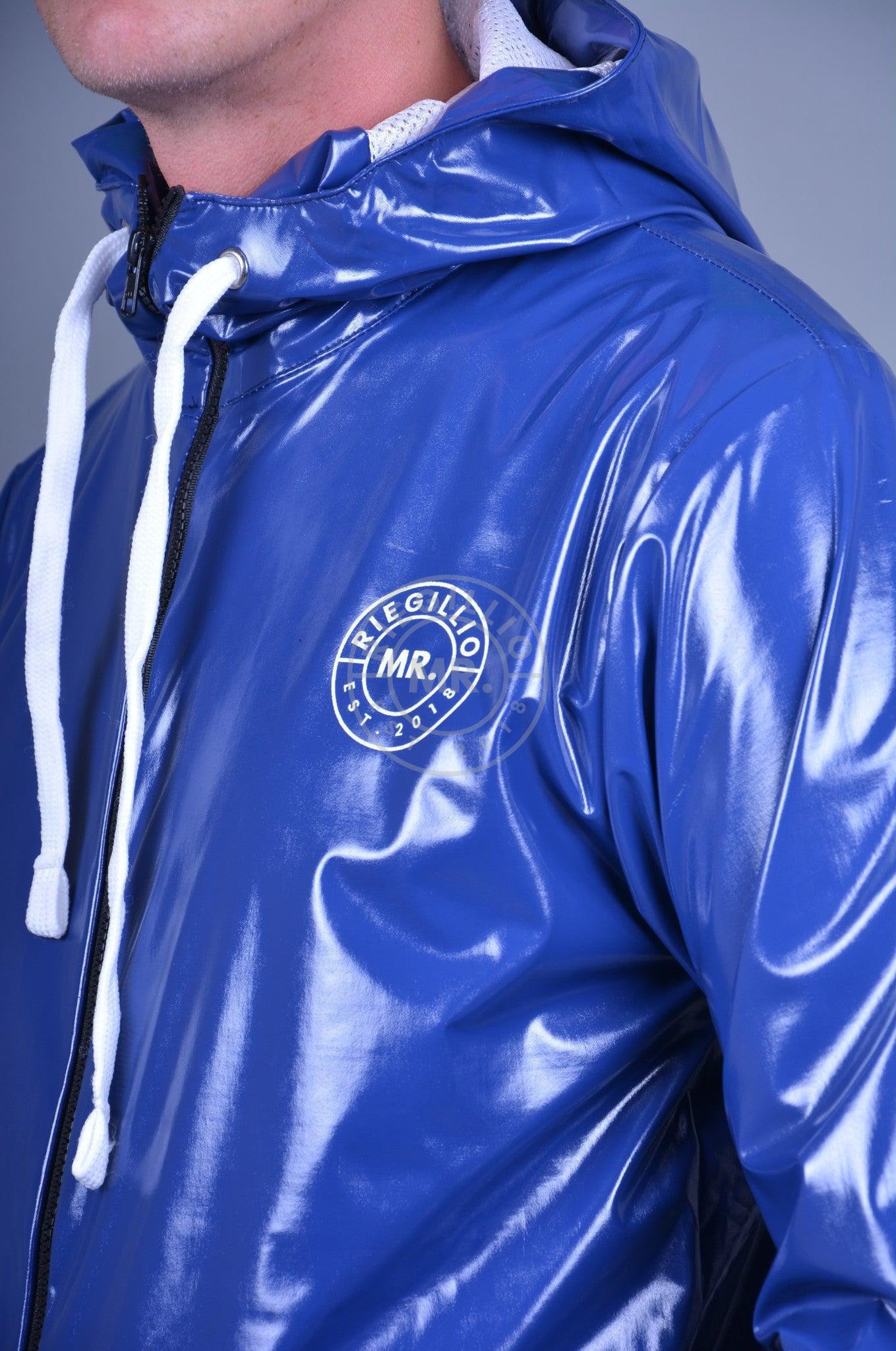 Blue PVC Tracksuit Jacket - Logo at MR. Riegillio