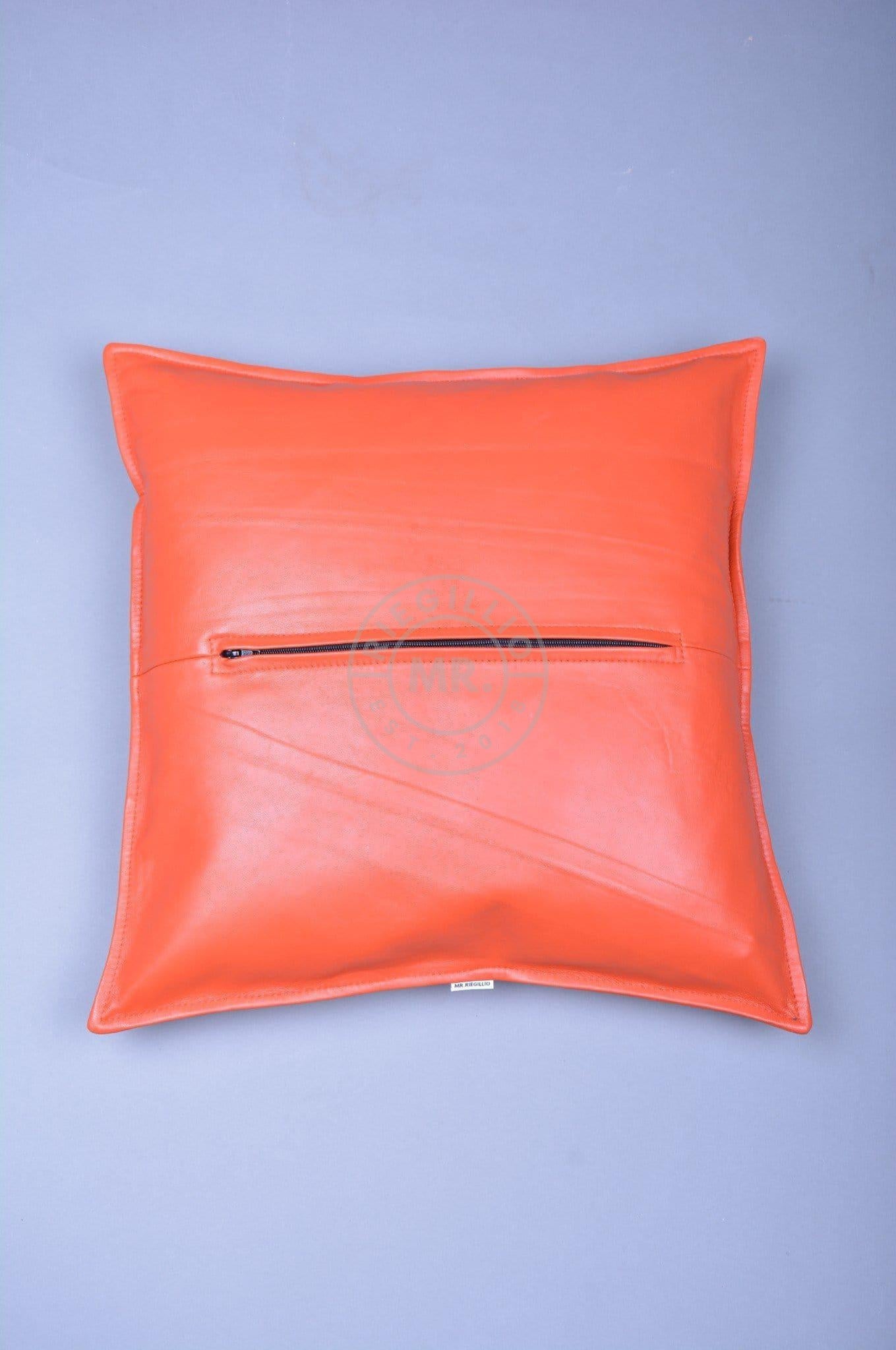 Orange Leather Pillow at MR. Riegillio