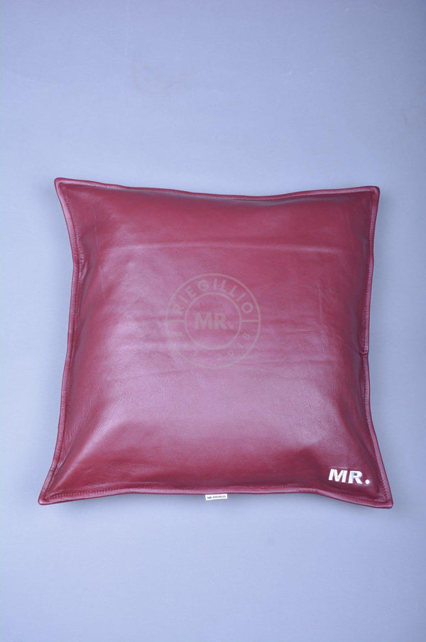 Burgundy Leather Pillow at MR. Riegillio