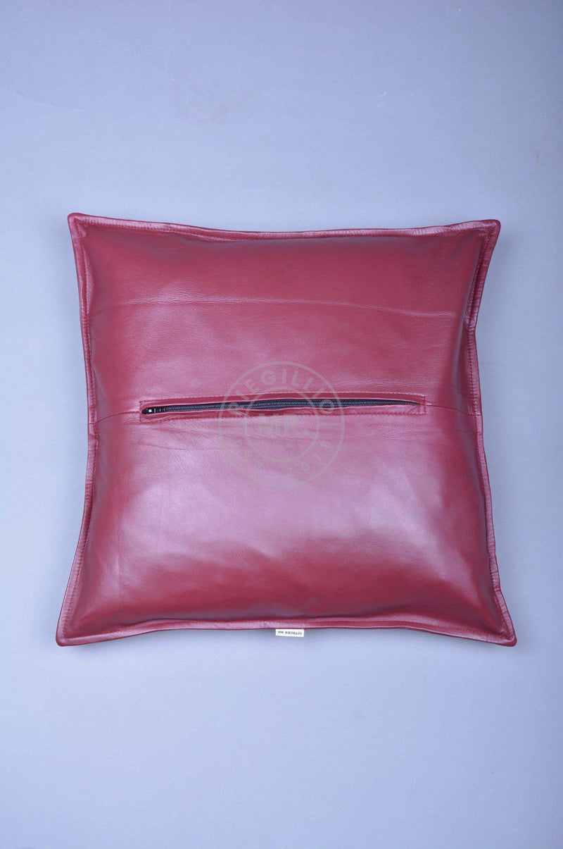 Burgundy Leather Pillow at MR. Riegillio