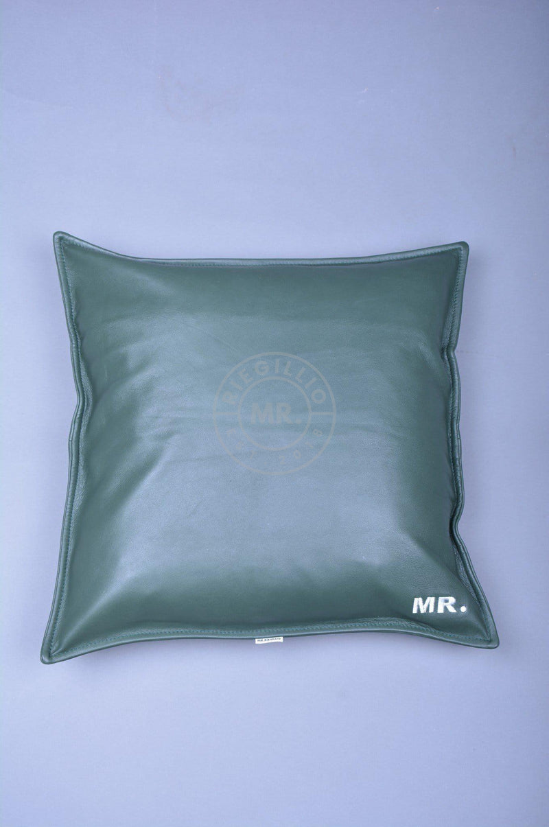 Dark Green Leather Pillow at MR. Riegillio
