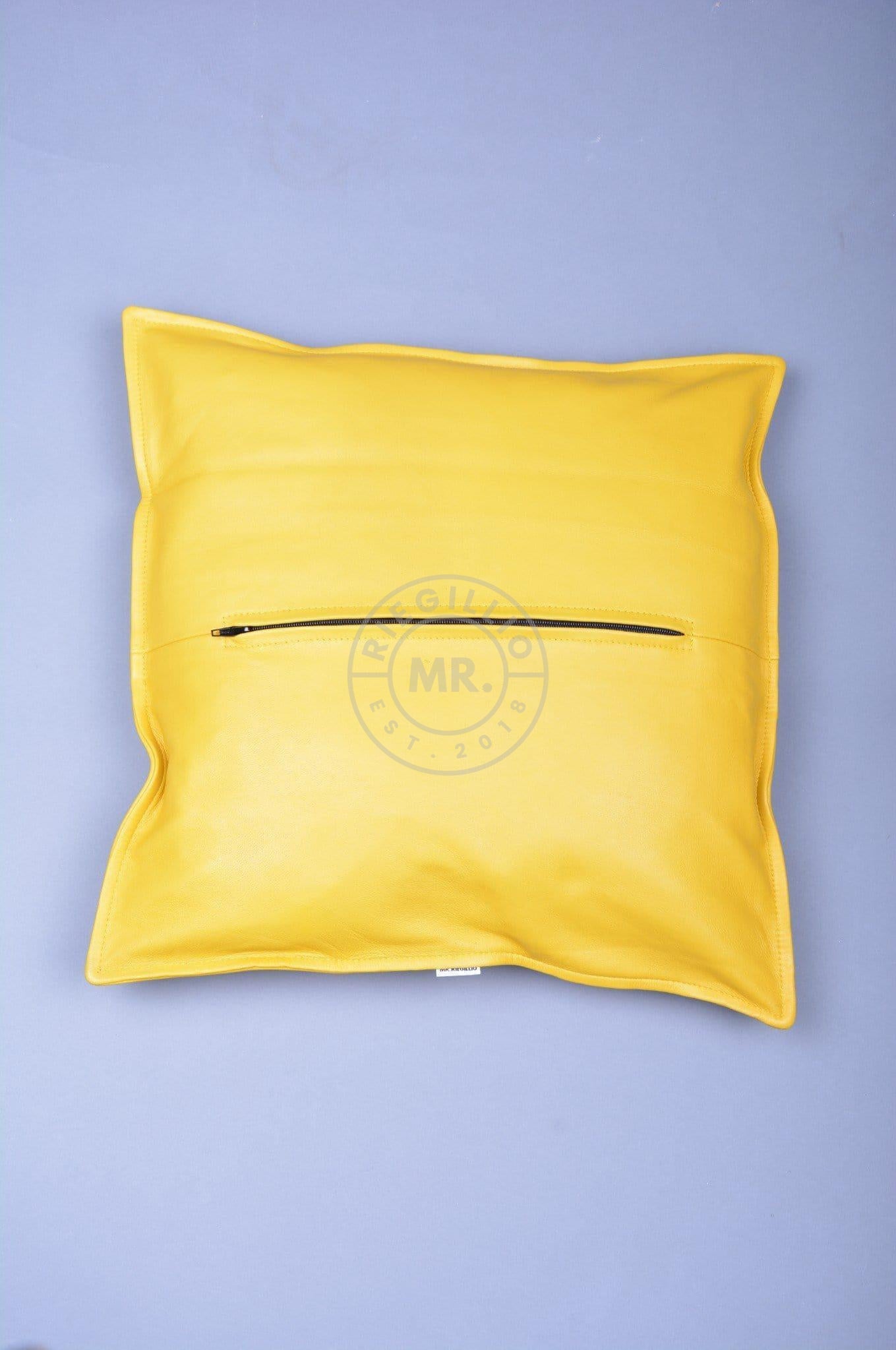 Yellow Leather Pillow at MR. Riegillio
