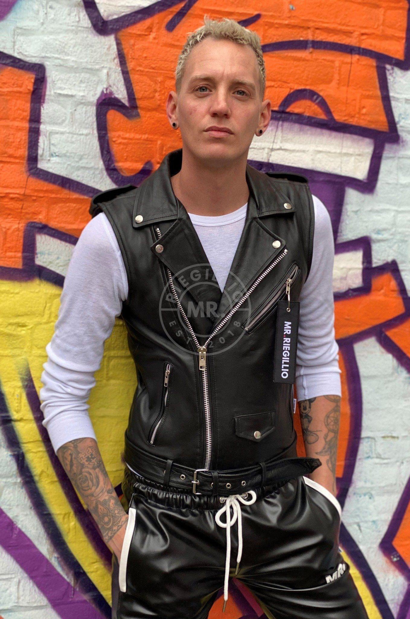 Leather Brando Sleeveless Jacket at MR. Riegillio