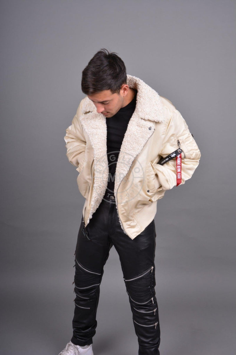 Alpha Industries Neil Barrett MA-1 B3 Biker Jacket Black Vintage White at MR. Riegillio