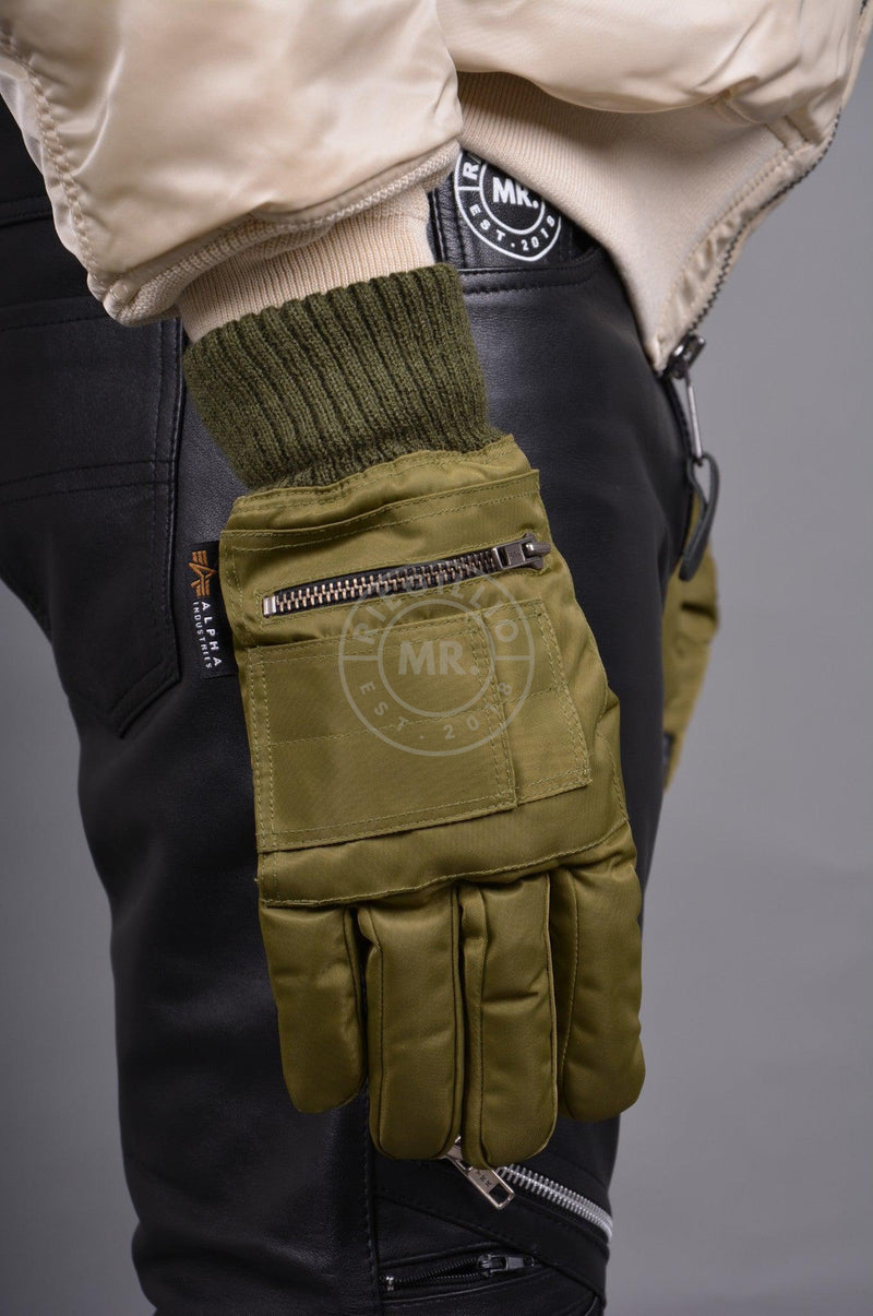 Alpha Industries MA-1 Gloves Sage Green at MR. Riegillio