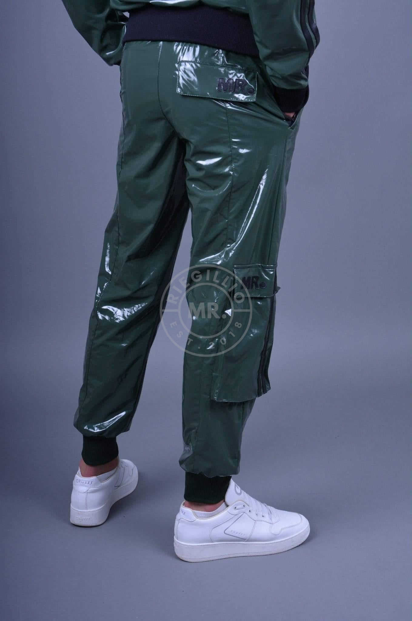 Green Loose Fit PVC Tracksuit Pants at MR. Riegillio