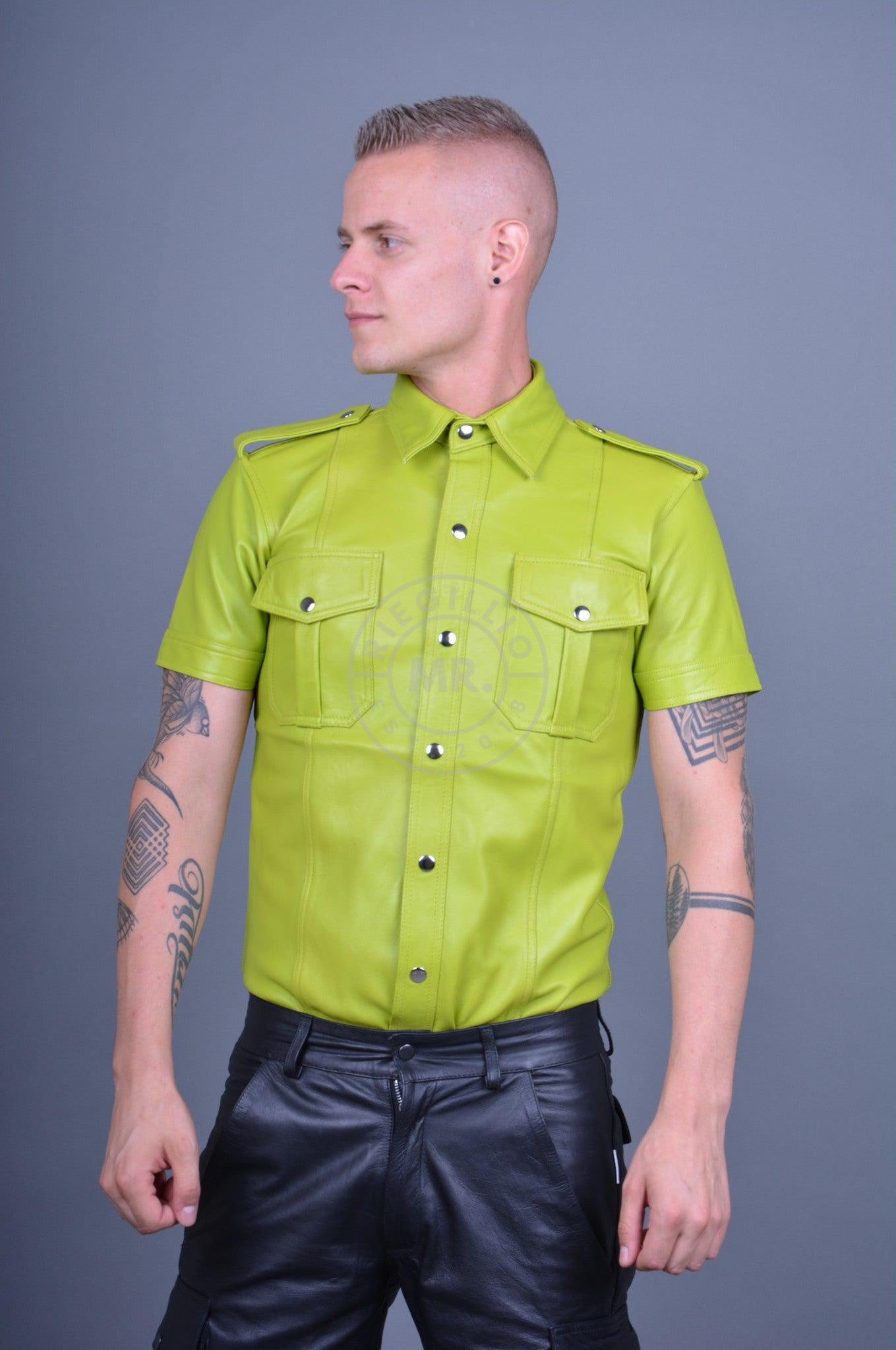 Lime Leather Shirt at MR. Riegillio