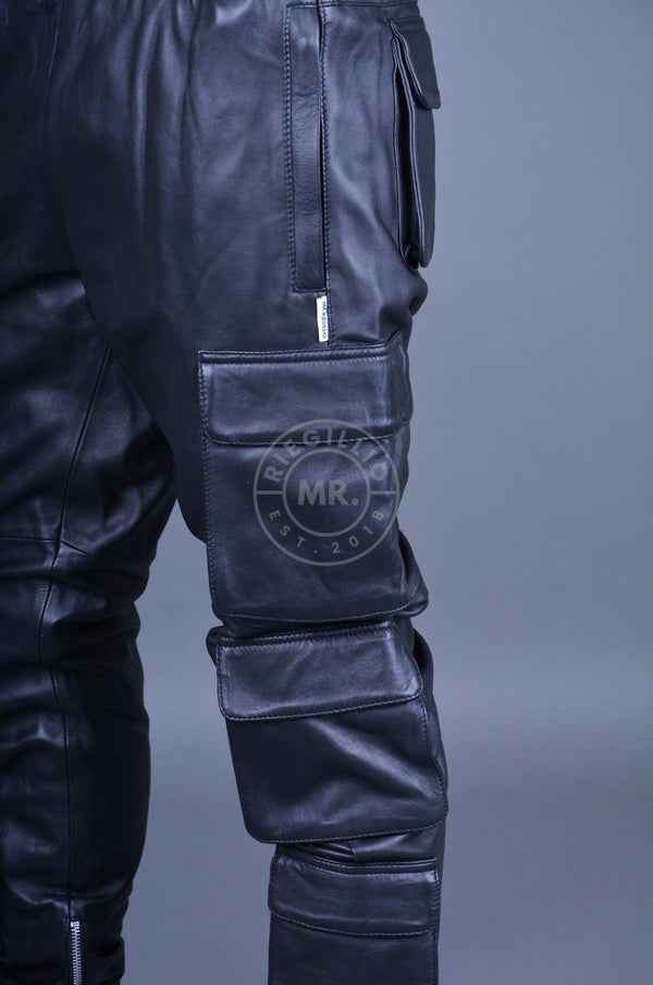 Black Leather Utility Pants at MR. Riegillio