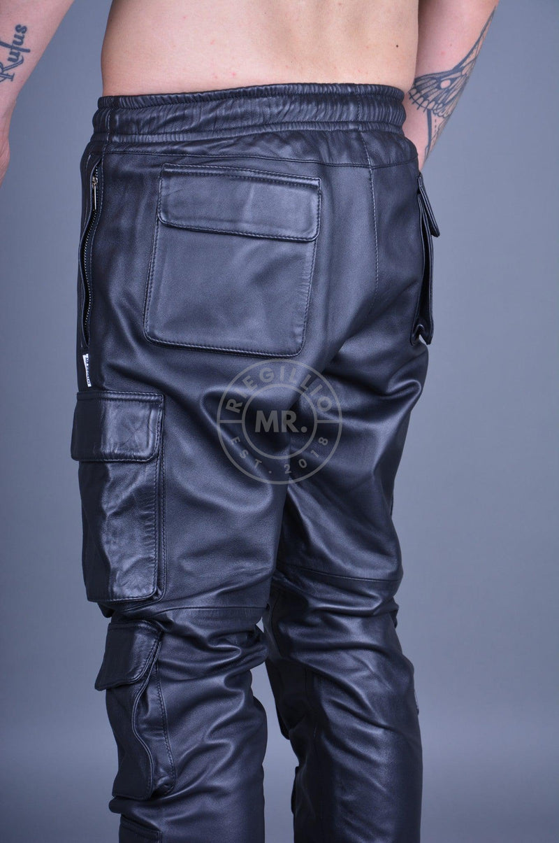 Black Leather Utility Pants at MR. Riegillio