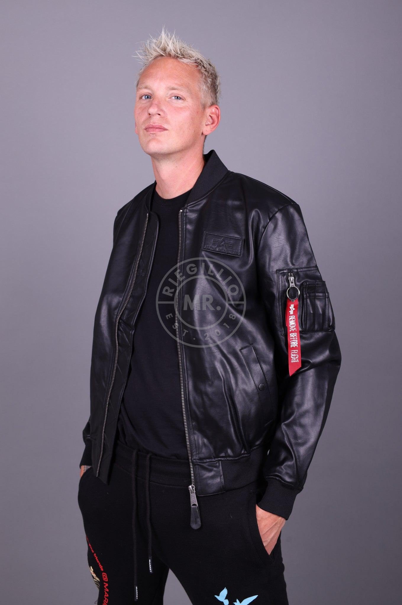 Alpha Industries MA-1 VF Vegan Leather Black-at MR. Riegillio