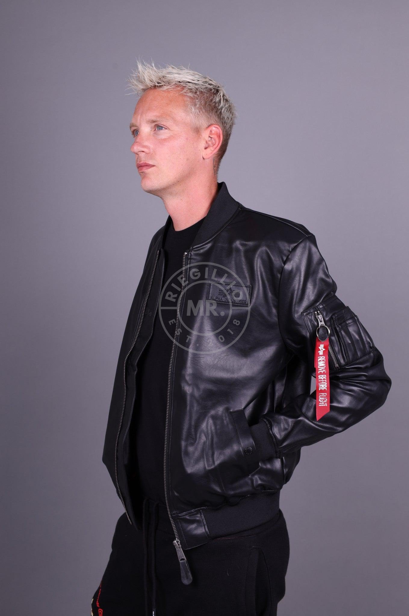 Alpha Industries MA-1 VF Vegan Leather Black at MR. Riegillio