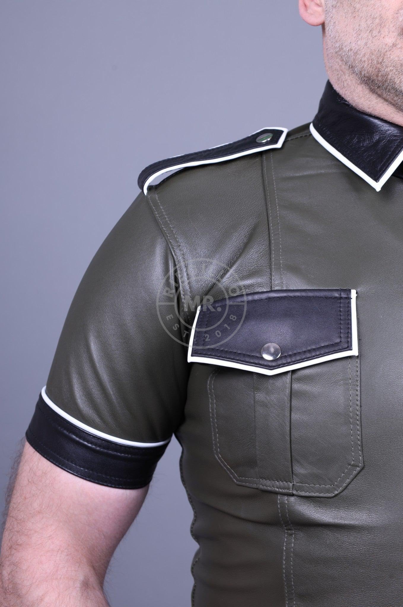 Colored Leather Shirt - Army Green at MR. Riegillio