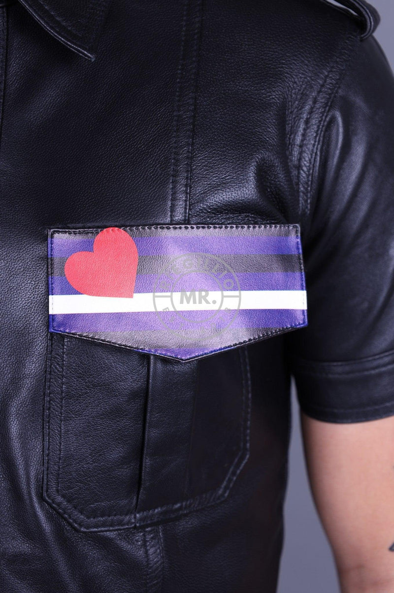 Black Leather Shirt - Velcro Patch at MR. Riegillio