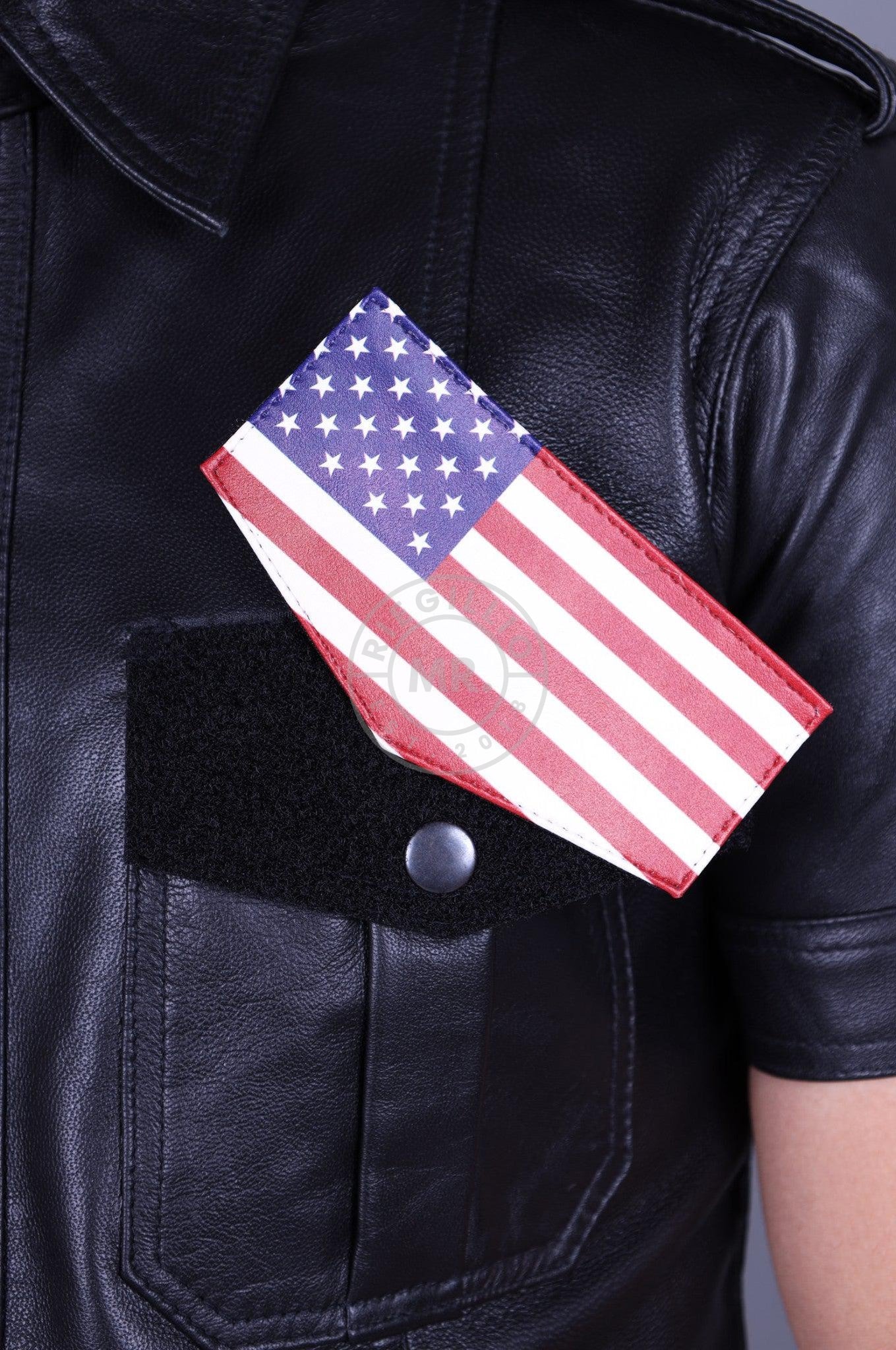 Leather American Flag Velcro Patch