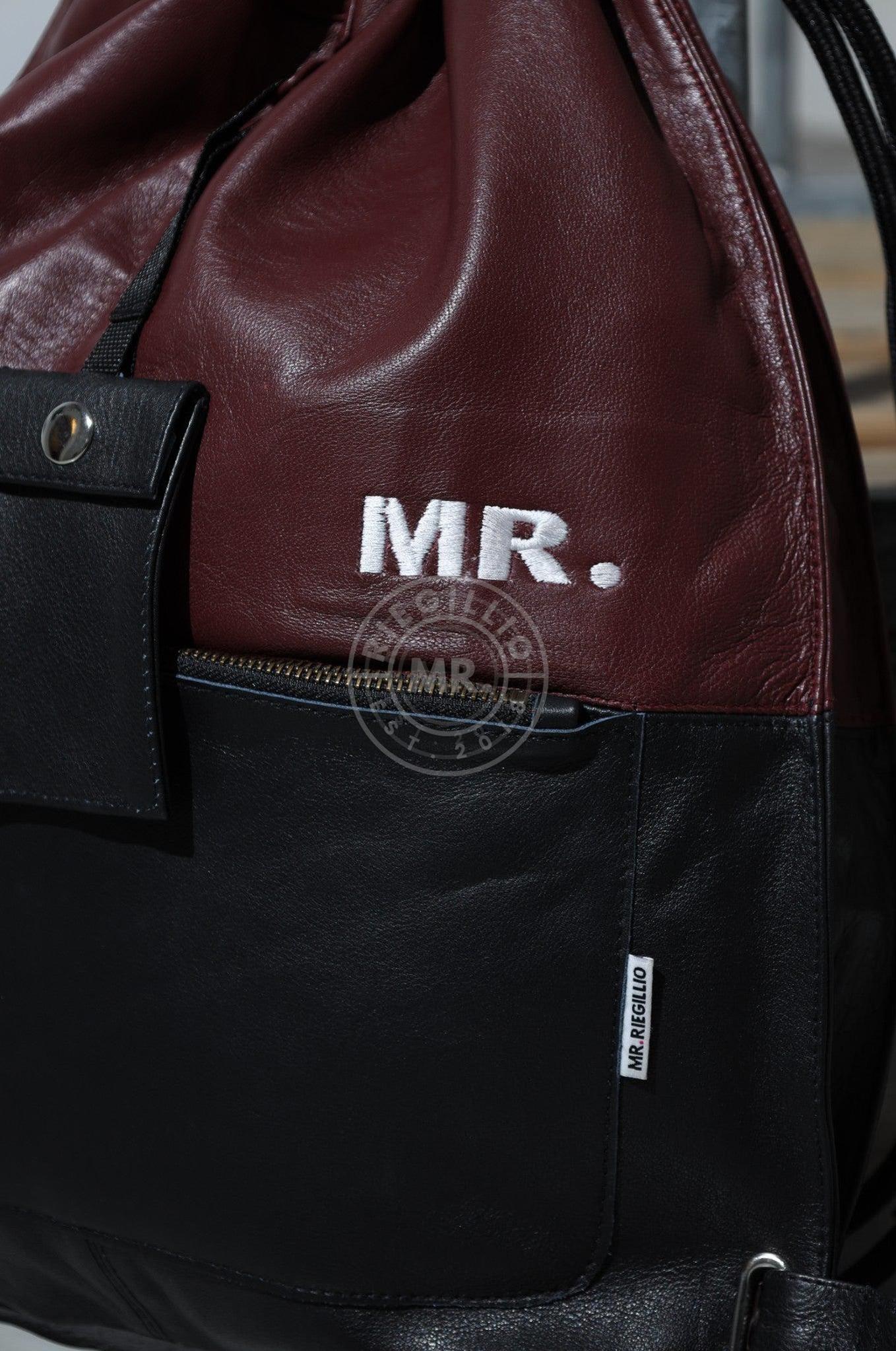 Leather Backpack Black - Burgundy at MR. Riegillio