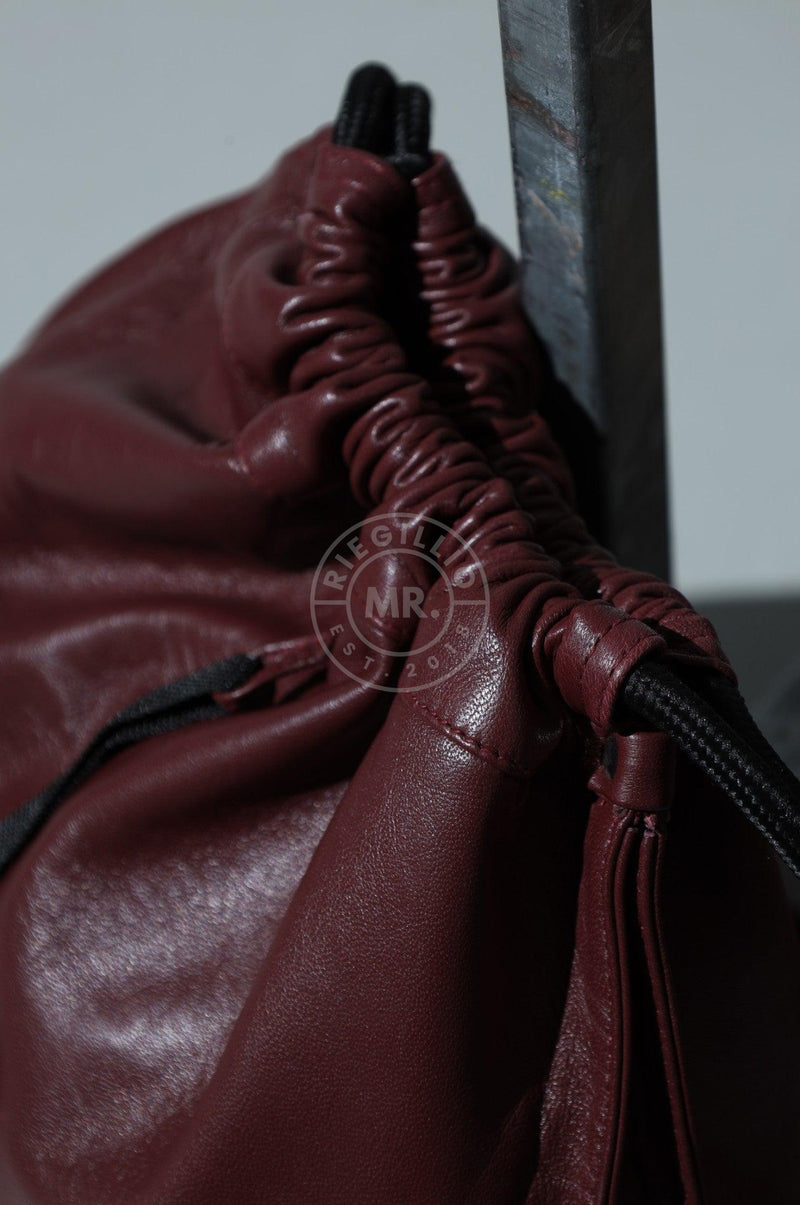 Leather Backpack Black - Burgundy at MR. Riegillio