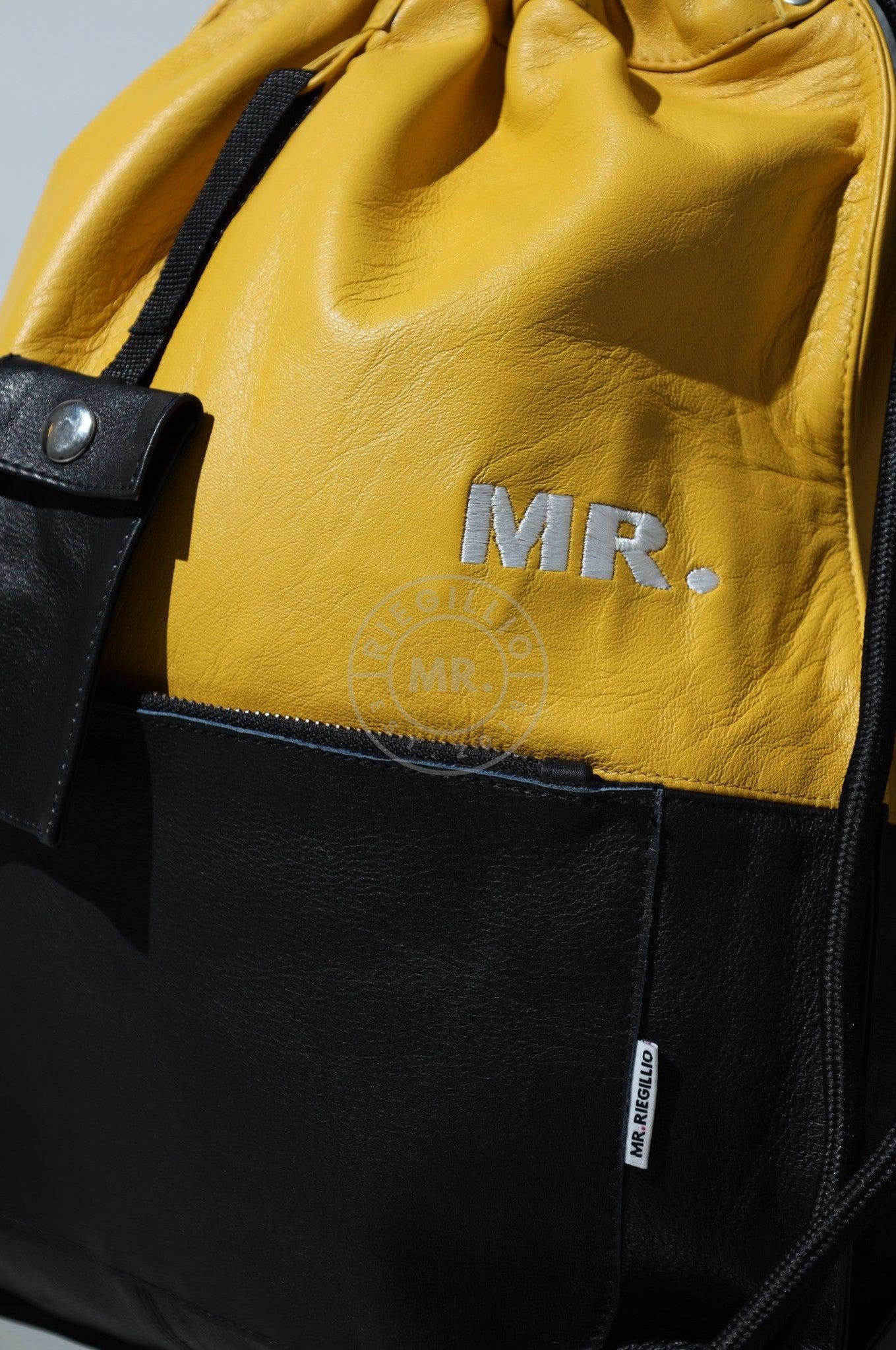 Leather Backpack Black - Yellow at MR. Riegillio
