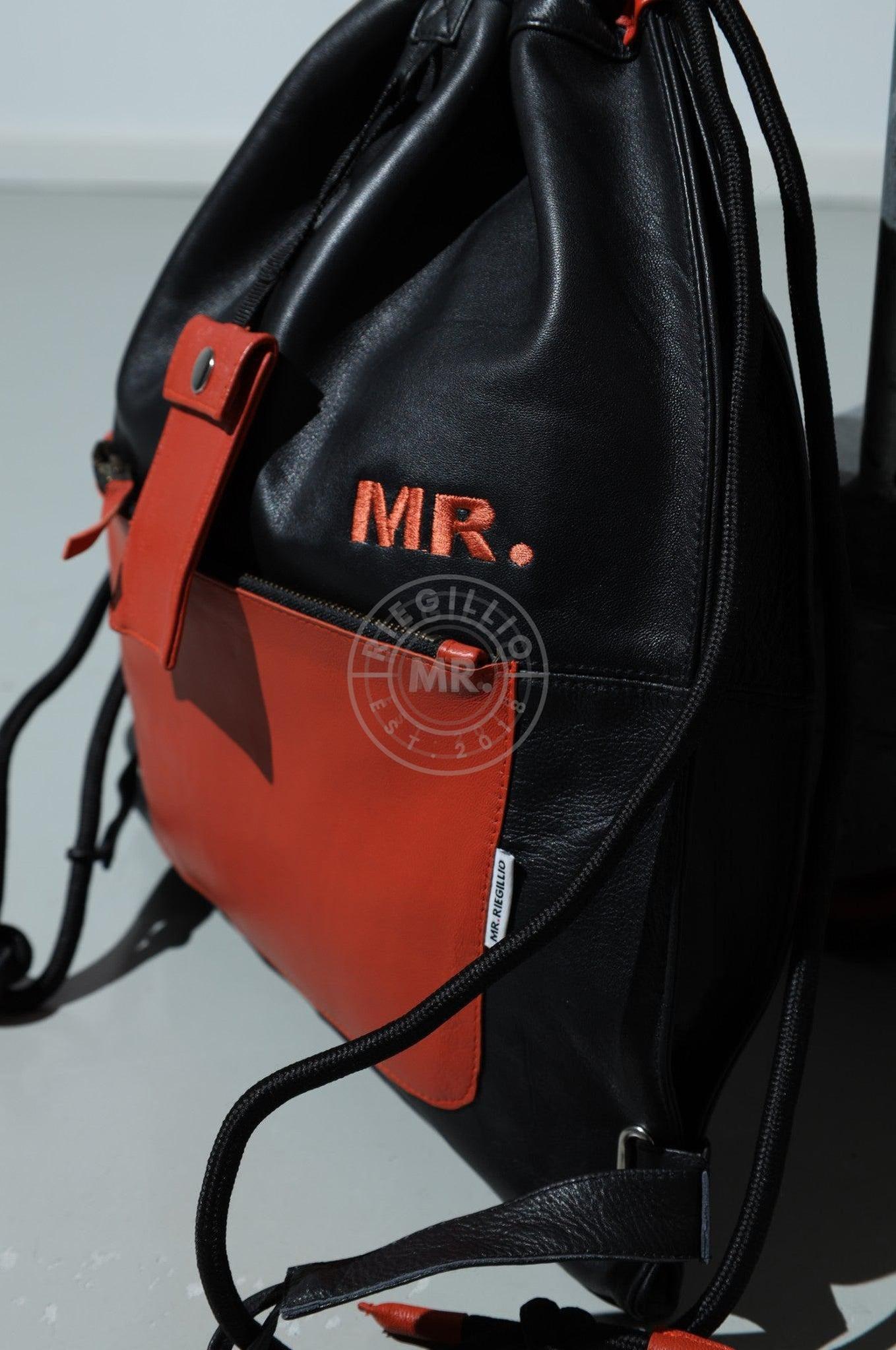 Leather Backpack Black - Orange Touch at MR. Riegillio