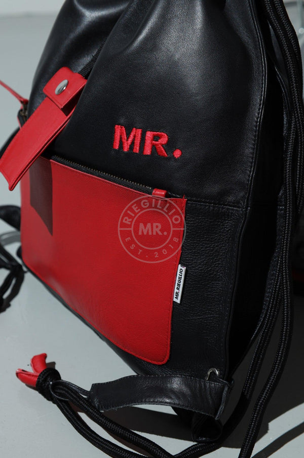 Leather Backpack Black - Red Touch at MR. Riegillio