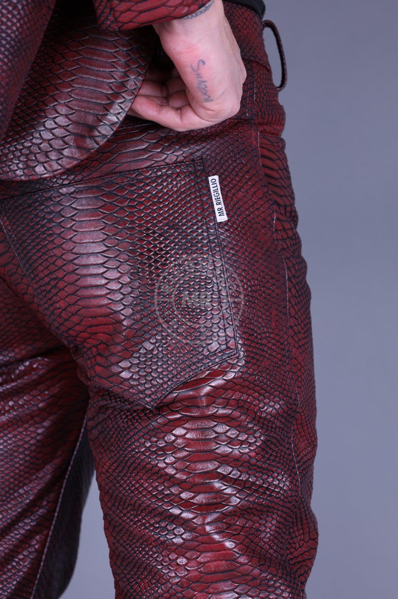 Red leather 2024 snakeskin pants