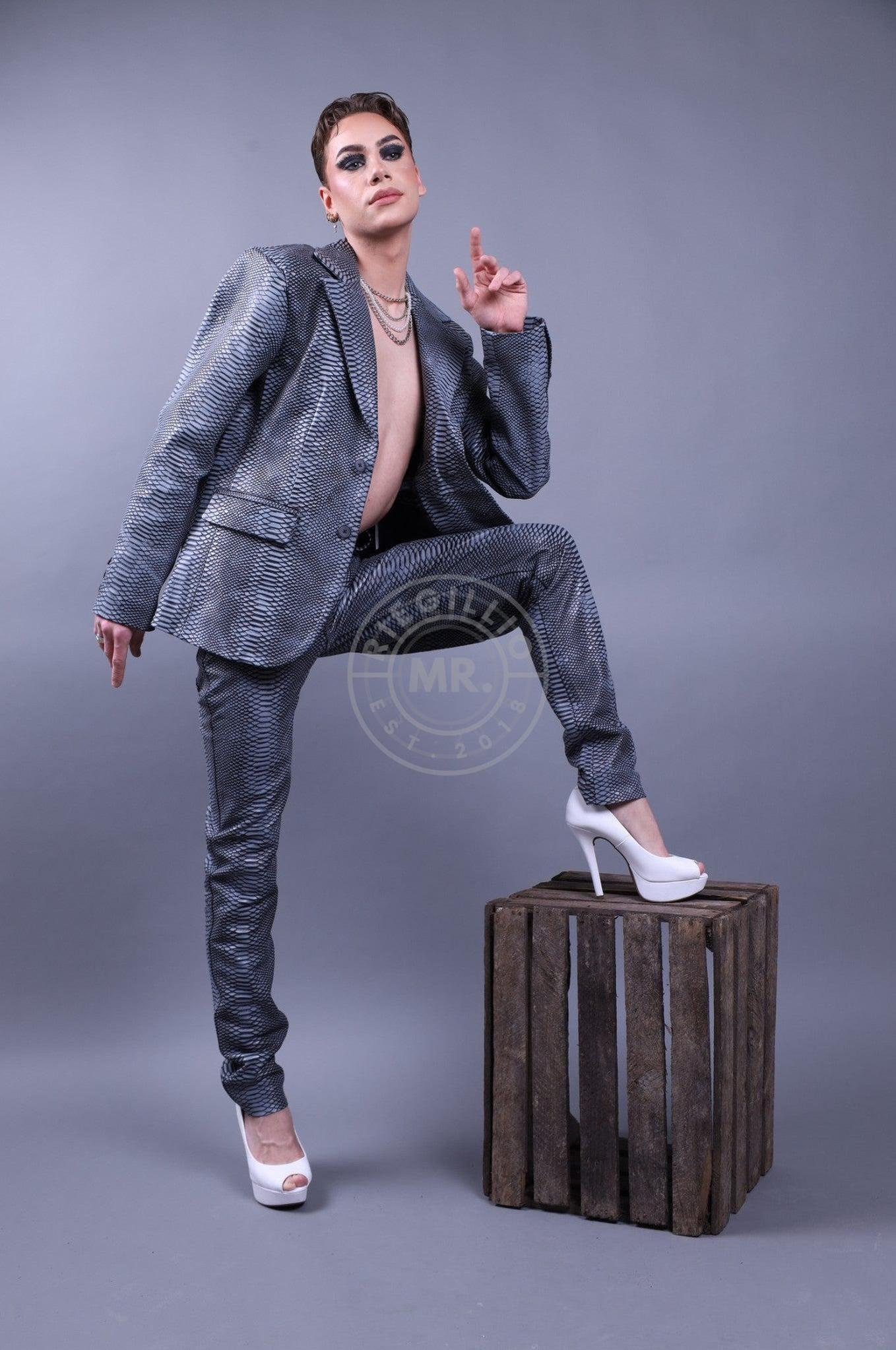 Grey Leather Snake Blazer at MR. Riegillio