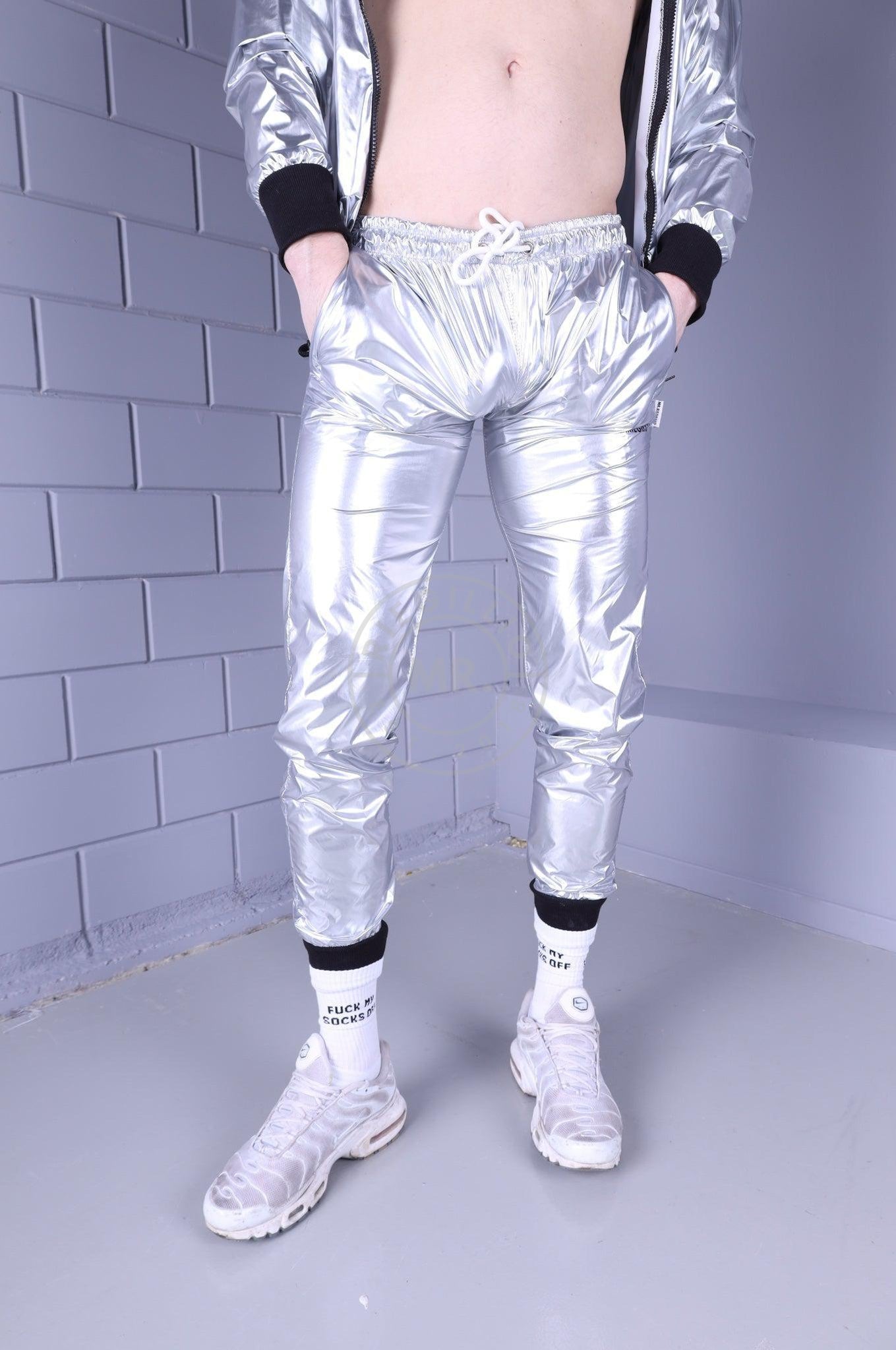 Metallic silver hot sale tracksuit