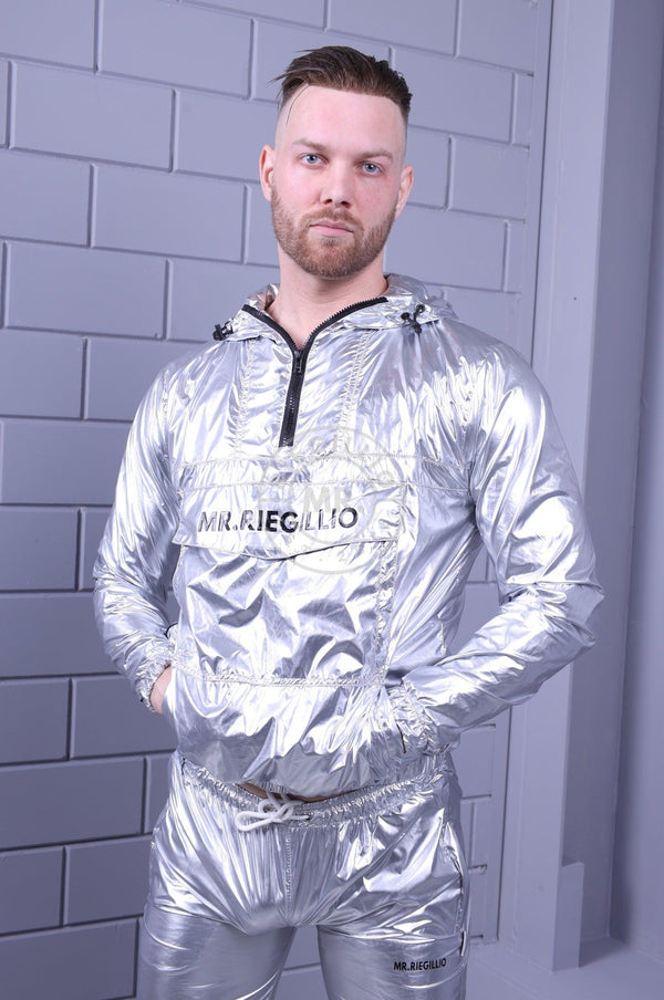 Shiny Nylon Anorak - Silver at MR. Riegillio