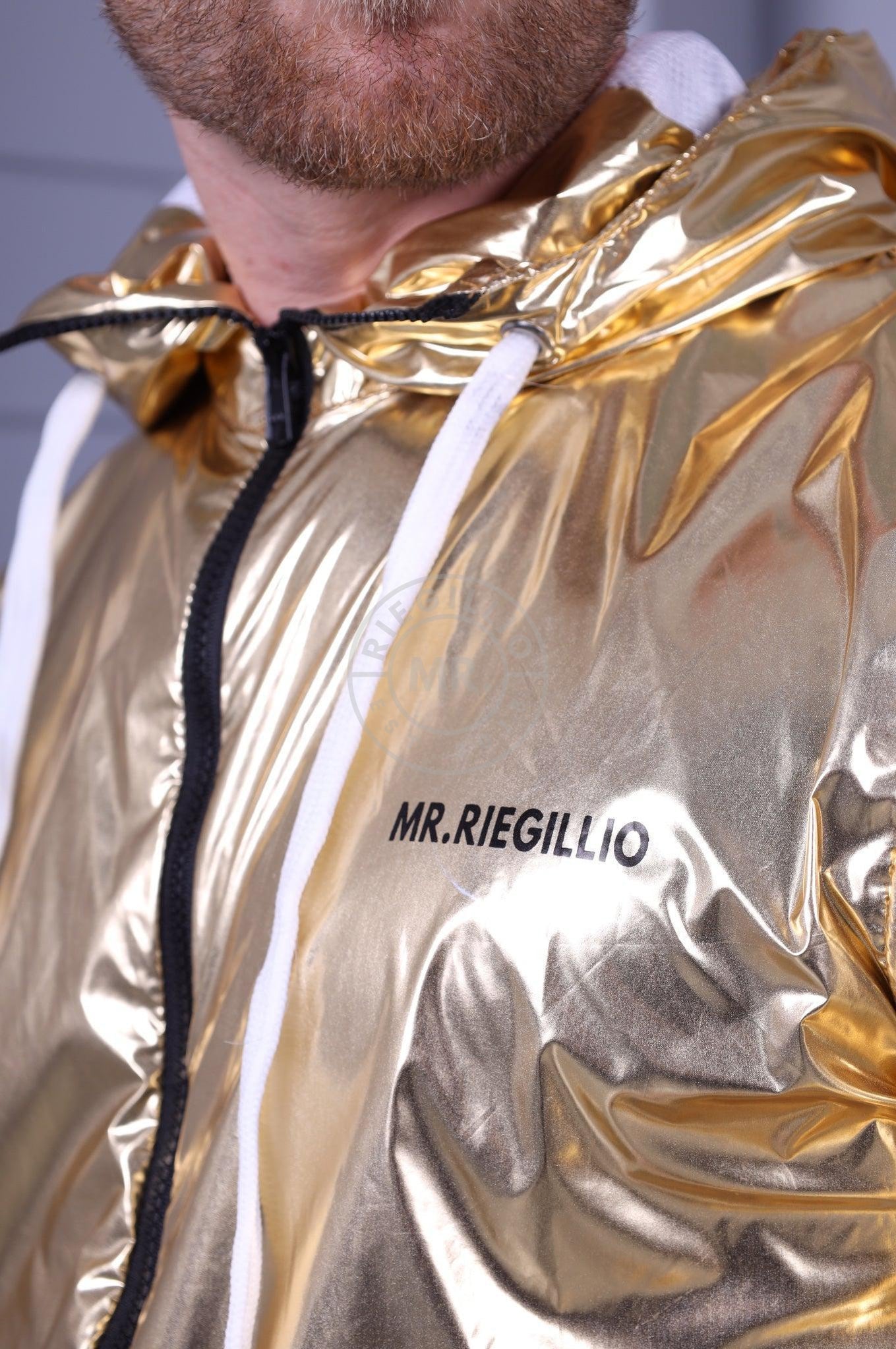 Shiny Nylon Tracksuit Jacket - Gold at MR. Riegillio
