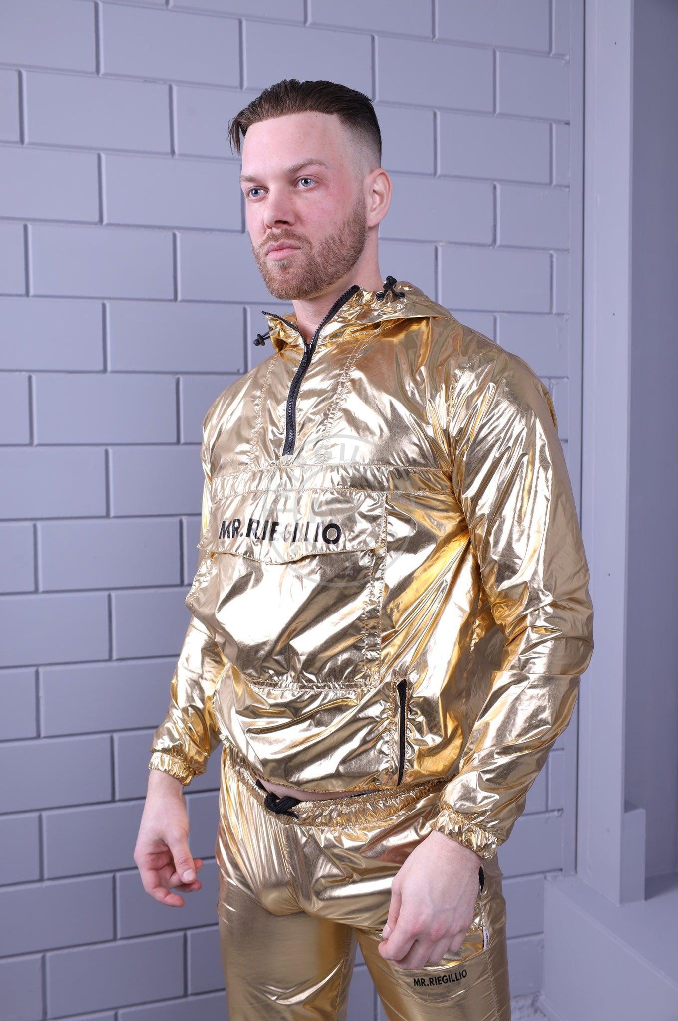 Shiny Nylon Anorak - Gold at MR. Riegillio