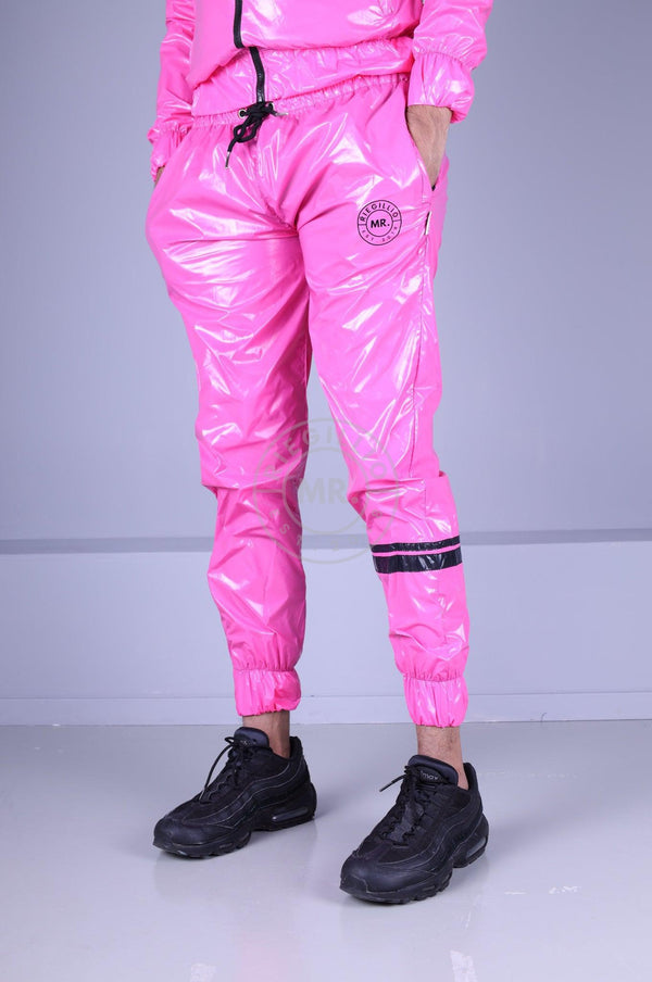 Shiny Nylon Tracksuit Pants - Pink at MR. Riegillio