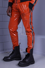 Orange PVC Tracksuit Pants - Logo Trim by MR. Riegillio