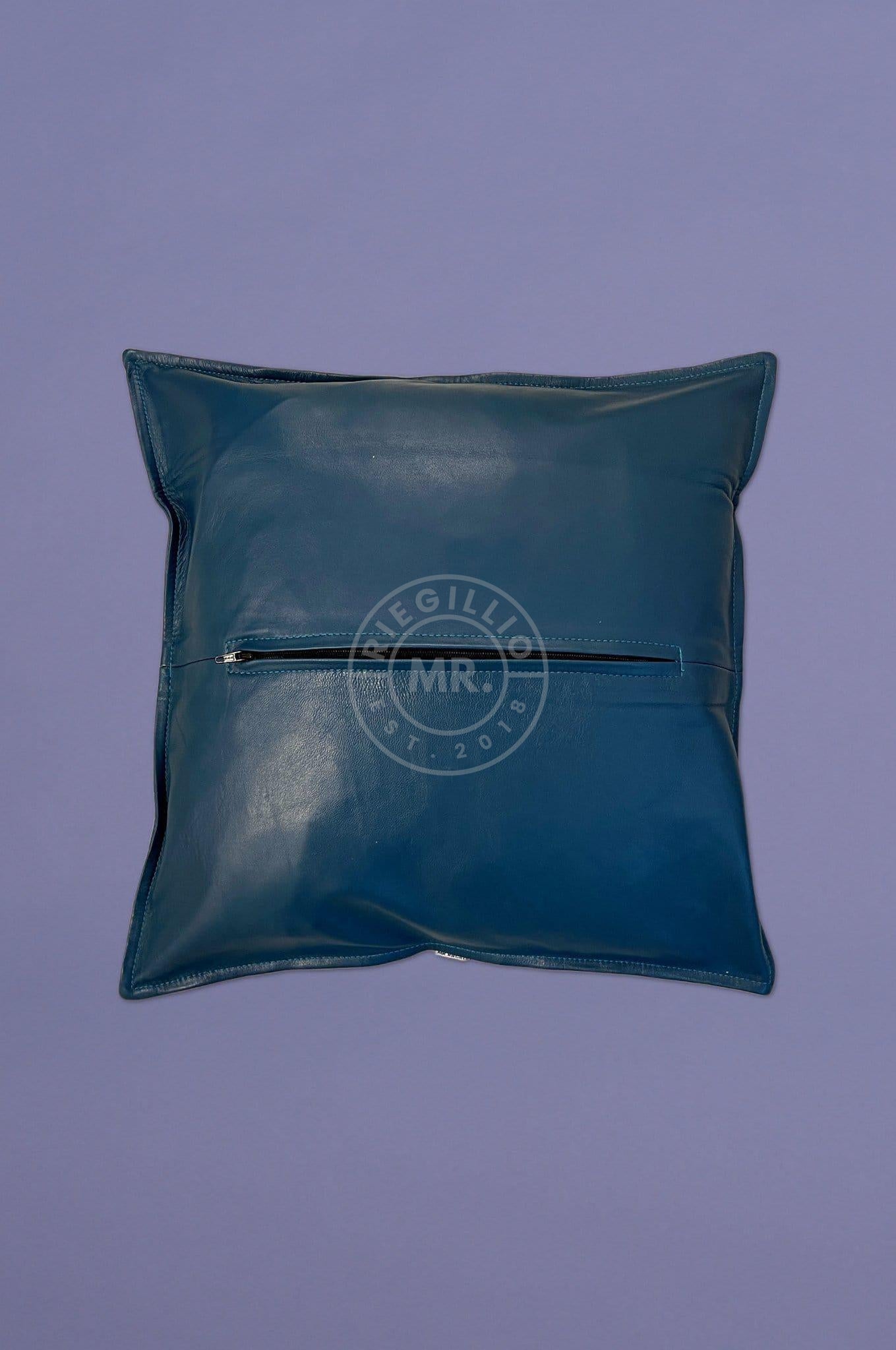 Jeans Blue Leather Pillow at MR. Riegillio